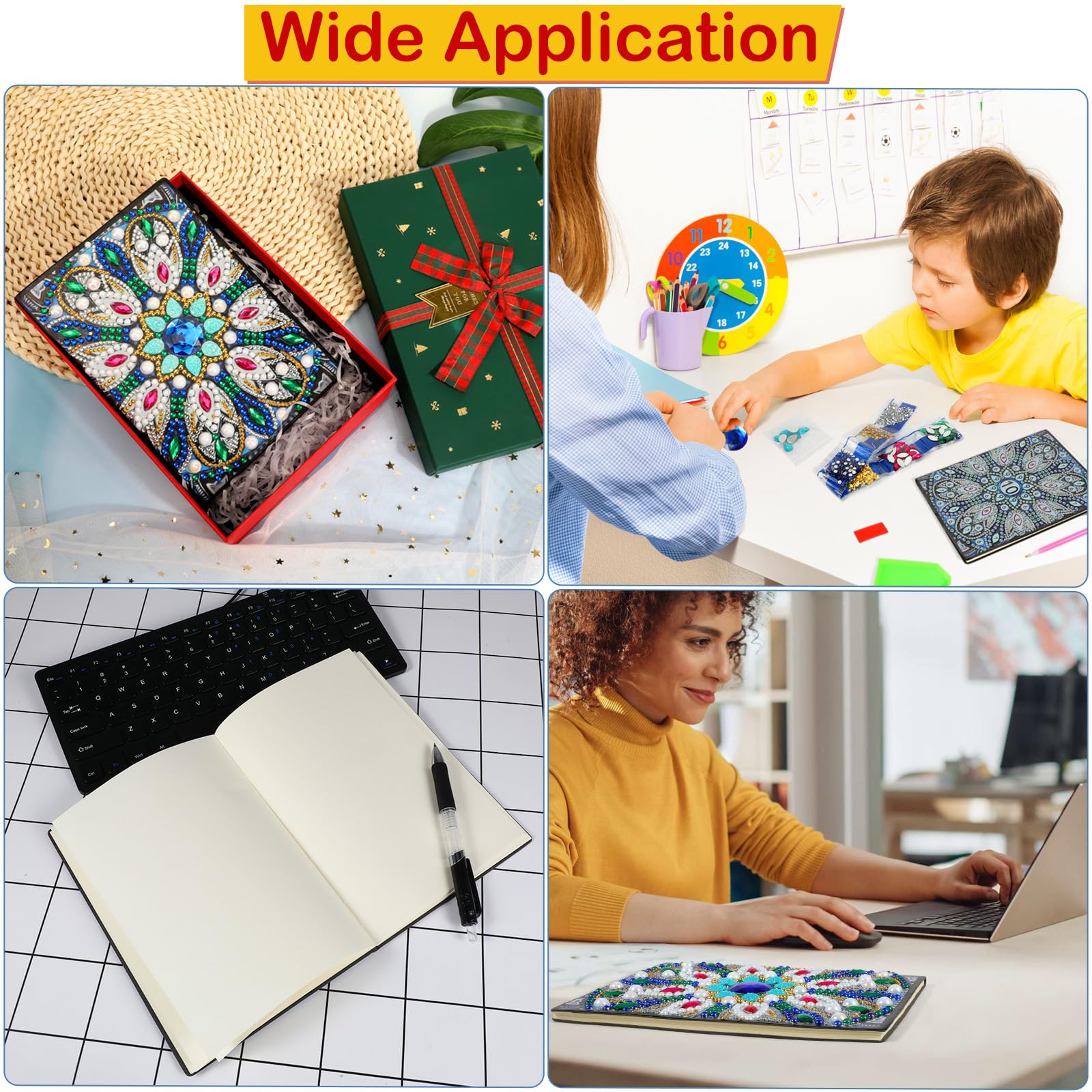 MWOOT 5D DIY Mandala A5 Diamant Malerei Notizbuch, Speziell Geformte Diamond Pasted Painting Notebook Kits, Strass Stickerei Blanko Tagebuch Skizzenbuch für Schülerbüro Schulbedarf MWOOT 5D DIY Mandala A5 Diamant Malerei Notizbuch, Speziell Geformte Diamond Pasted Painting Notebook Kits, Strass Stickerei Blanko Tagebuch Skizzenbuch für Schülerbüro Schulbedarf