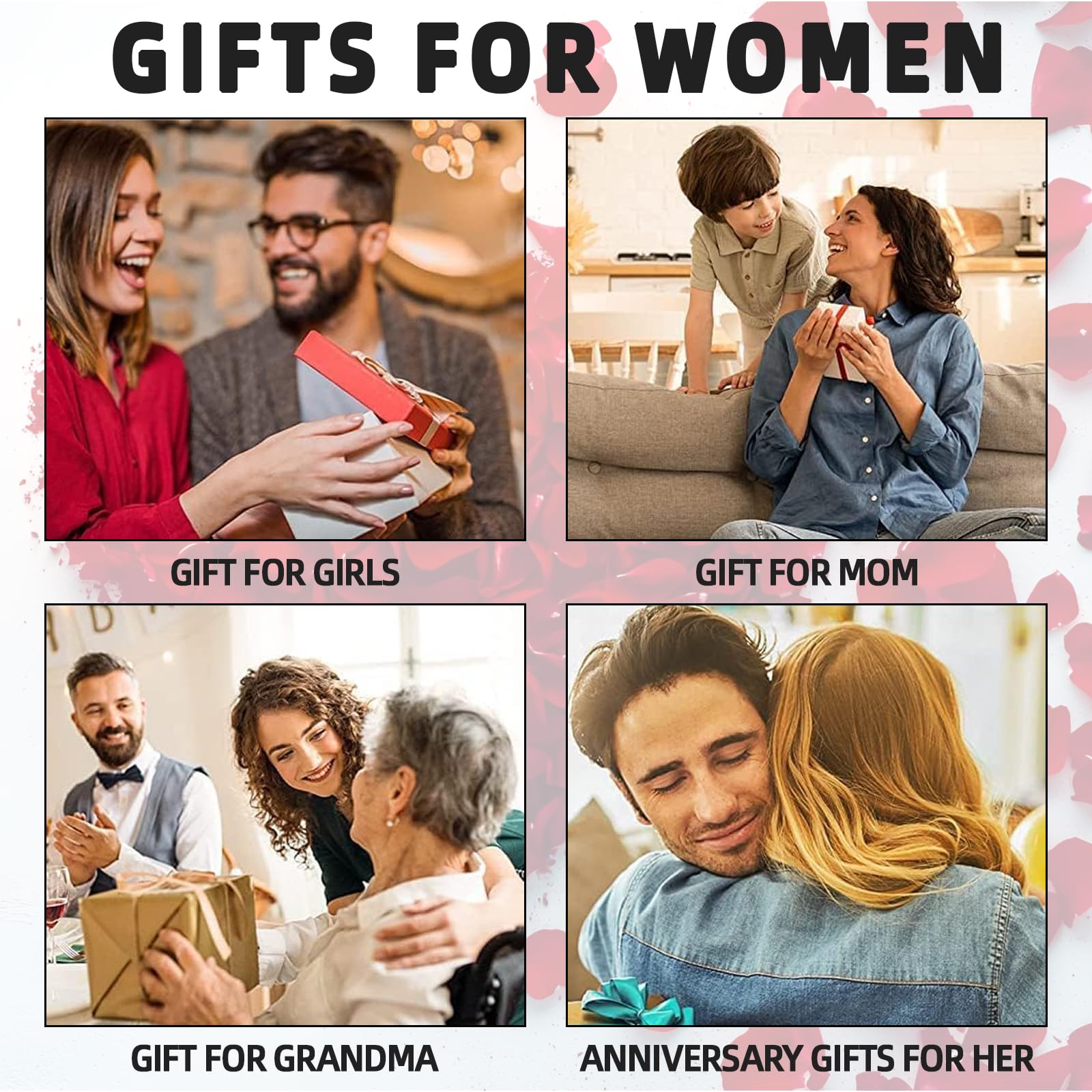 Zynxel Rosa Eterna, Regalos originales para mujer - Día de la Madre, San Valentín, Caja con Flores Estabilizadas, Collar Corazón de Perno, Regalo para Aniversario, Fiestas y Ocasiones Especiales