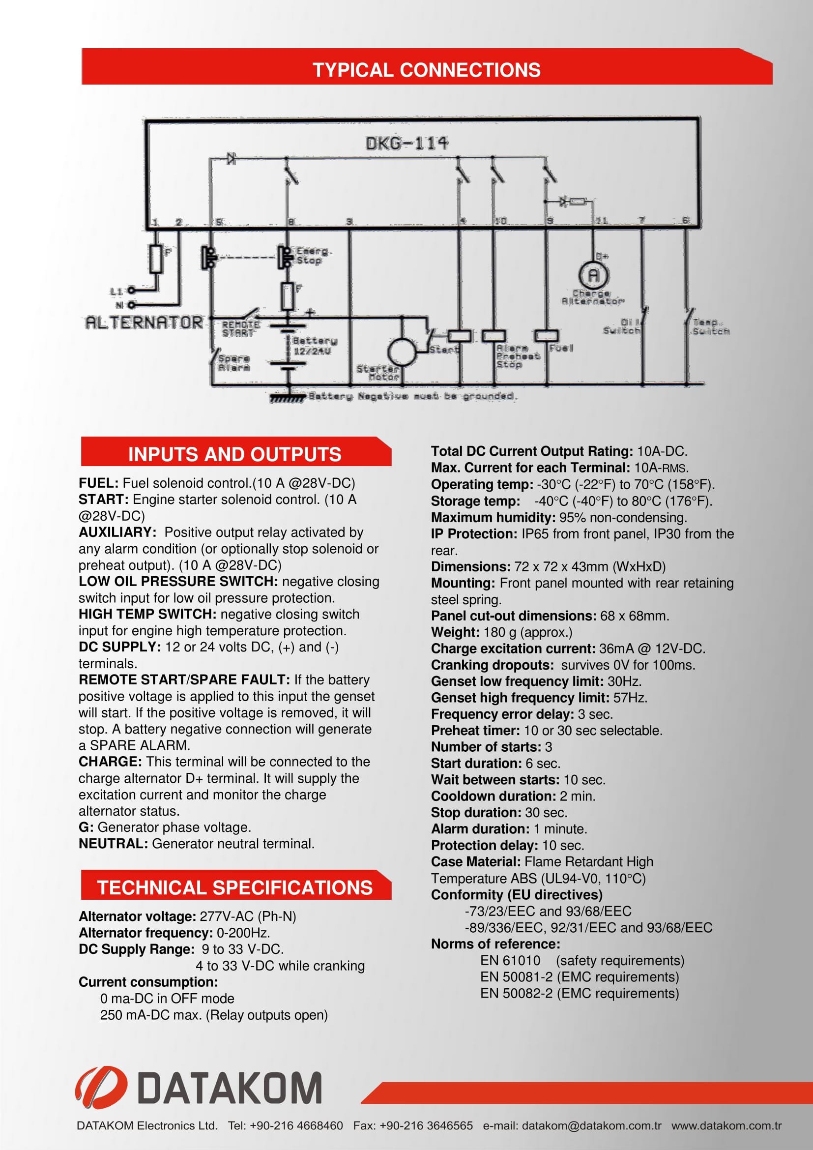 DKG-114 Generador Manual y remoto Panel de control / Controller