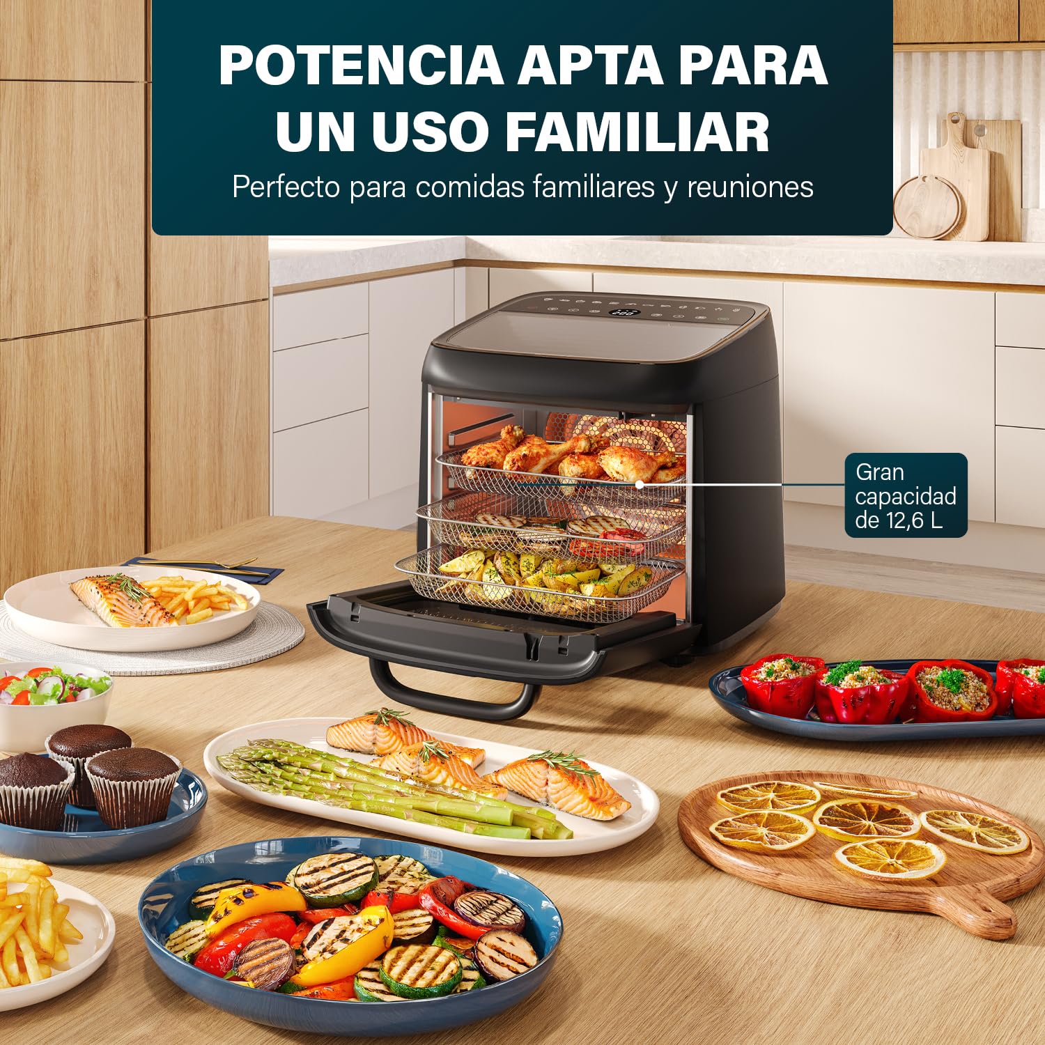 Princess Freidora de Aire Horno Vision, Capacidad de 12,6 L, Potencia de 1800 W, Cocción Multifunción, Panel Digital, Fácil de Limpiar, 182494
