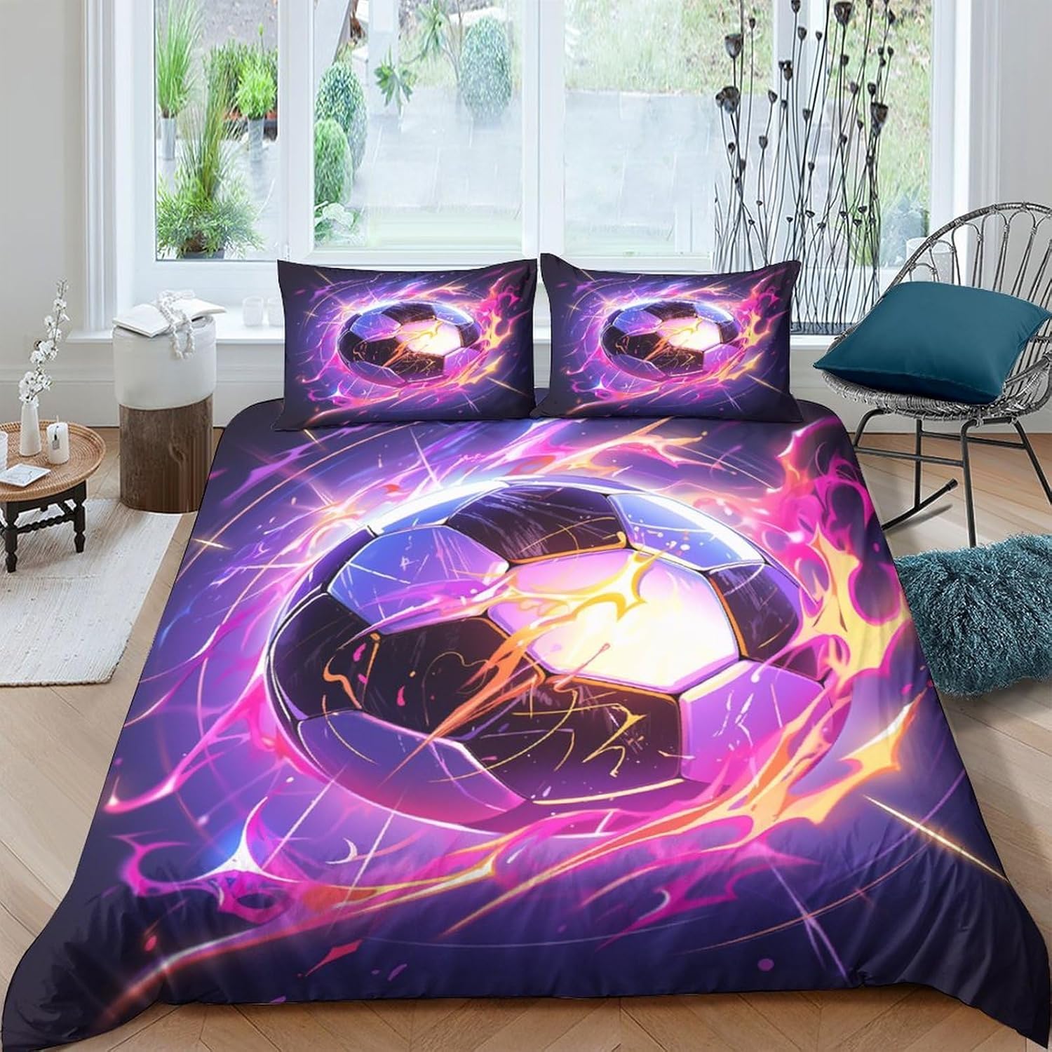 Parure de lit football résistant et sans repassage pour lit 2 personnes ado 260x230