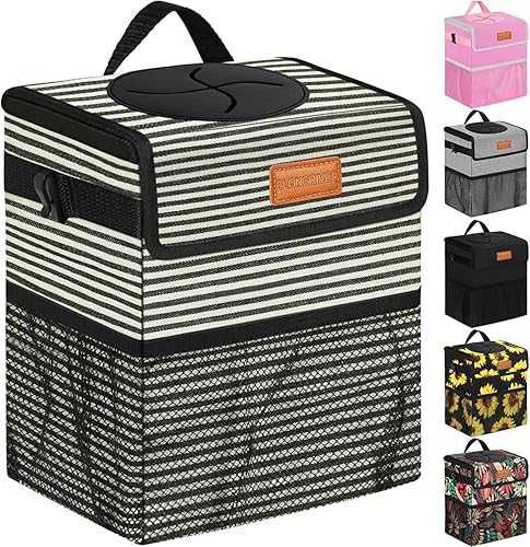 ELONGRIVER Cubo de basura para el asiento trasero del automóvil, a prueba de fugas, bonita bolsa de basura para colgar del automóvil, bote de basura