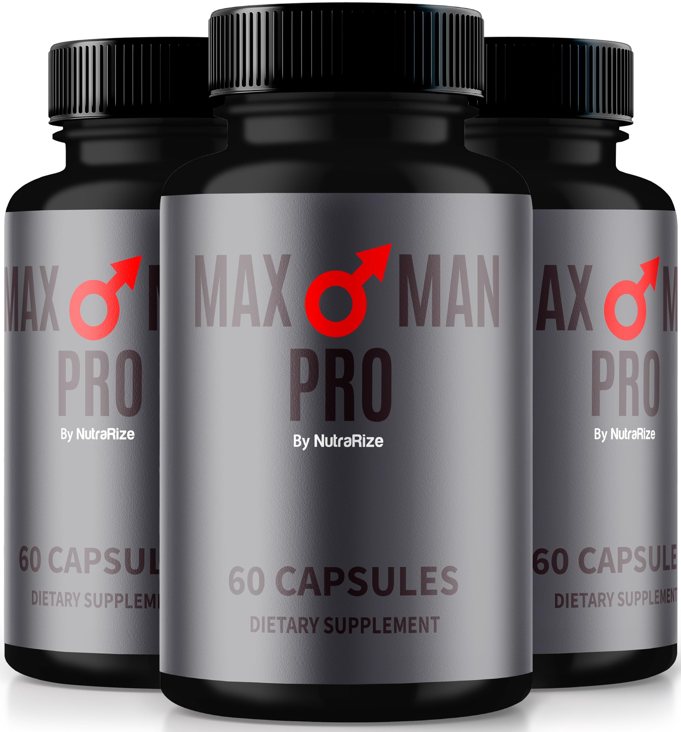 NutraRize (Pack of 3 Max Man Pro Pills, Maximum Strength Formula for Performance and Confidence, All-Natural Capsules to Support Health and Fitness, MaxManPro Herbal Supplement Reviews (180 Capsules)