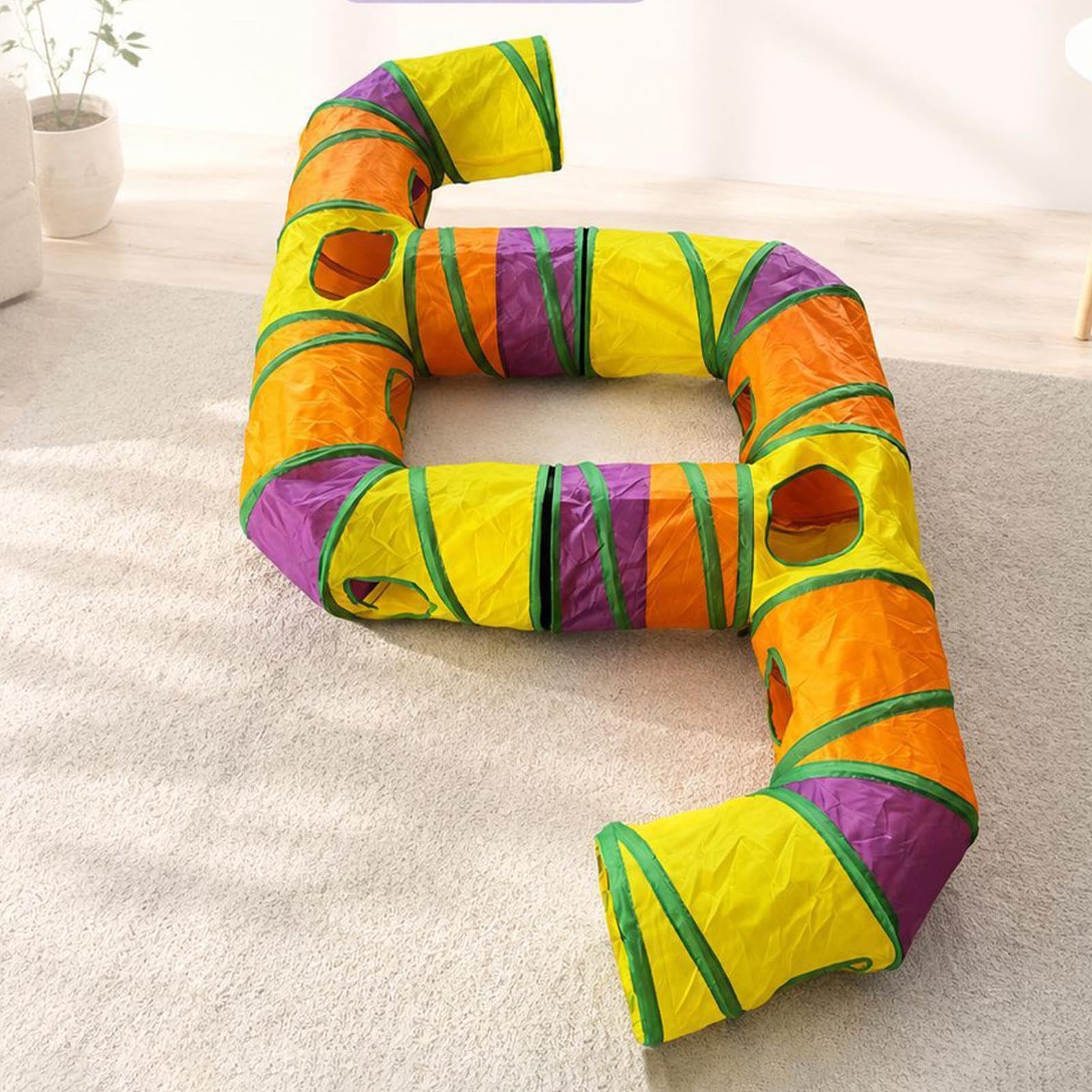 Tunnel de pour chat lavable arc-en- pour divertissement interactif