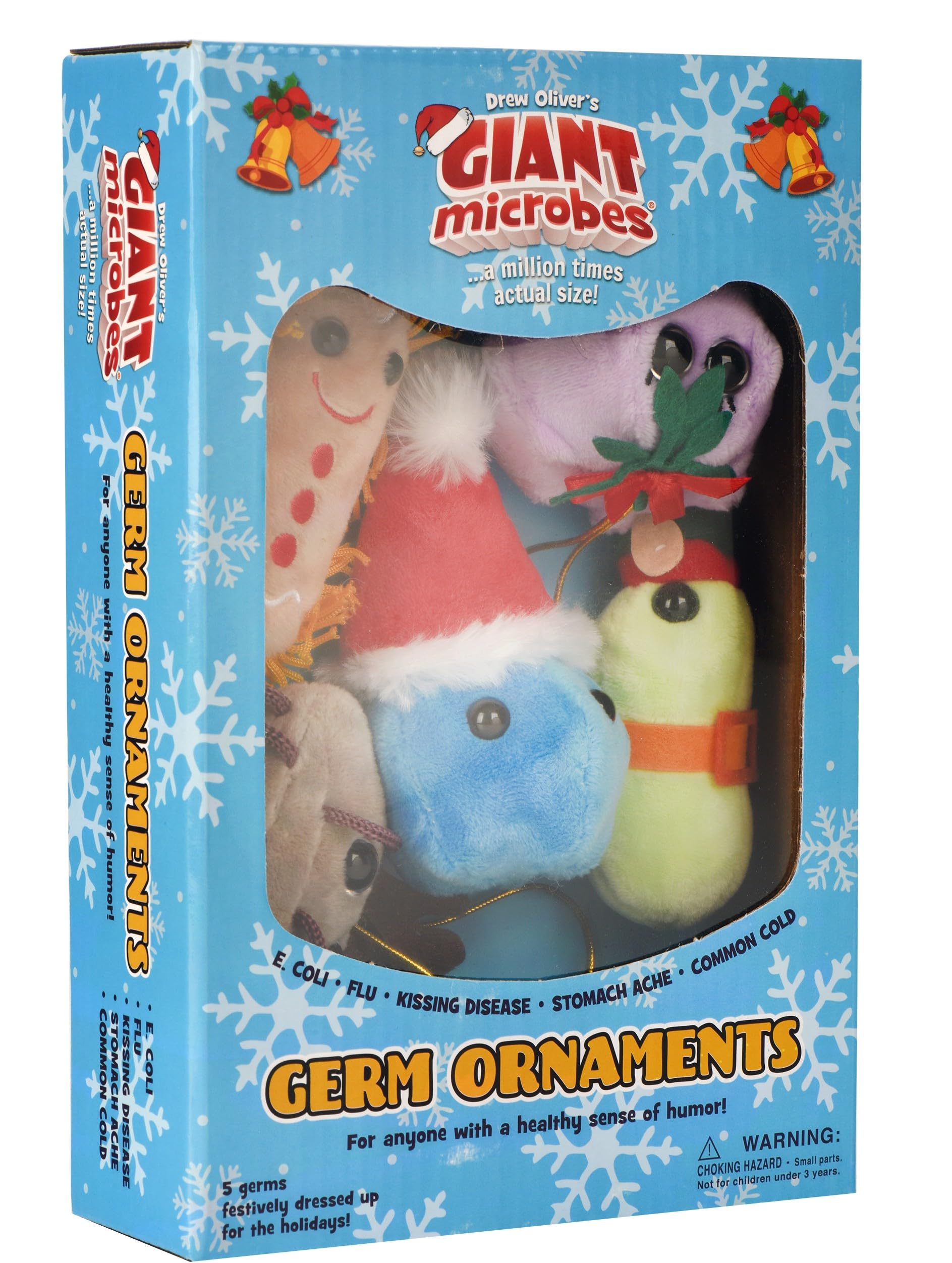 GIANTmicrobes Germ Ornaments Gift Box - Decorate with Infectiously Fun Flu, E coli, and Microbes, Medical Assistant Gifts, Secret Santa Gifts, Quirky Ornaments, Pharmacy Tech Ornament, Public Health