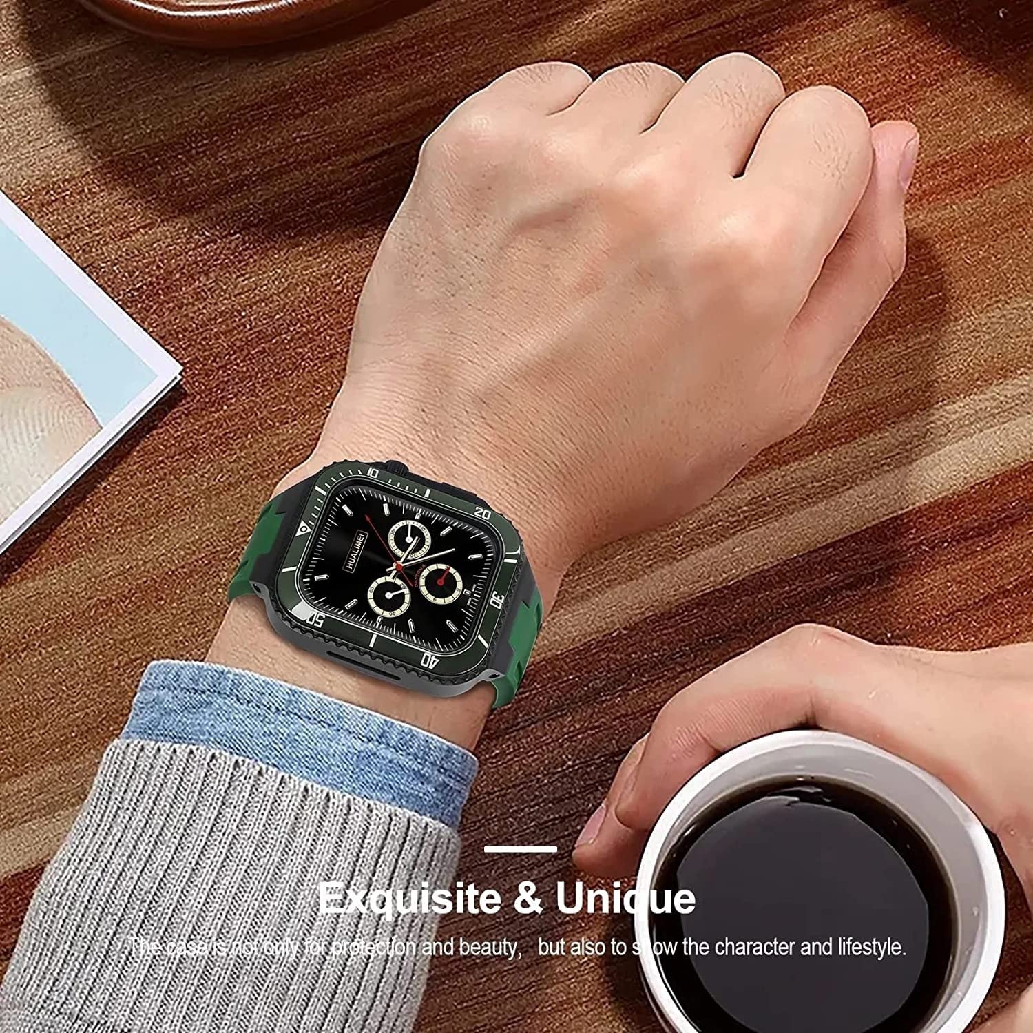 Ceramiczne etui do zegarka + zestaw do modyfikacji paska zegarka, do Apple Watch 8 7 45 mm, metalowa ramka ze stali nierdzewnej, silikonowy pasek do zegarka, zestaw doposażenia, do IWatch serii