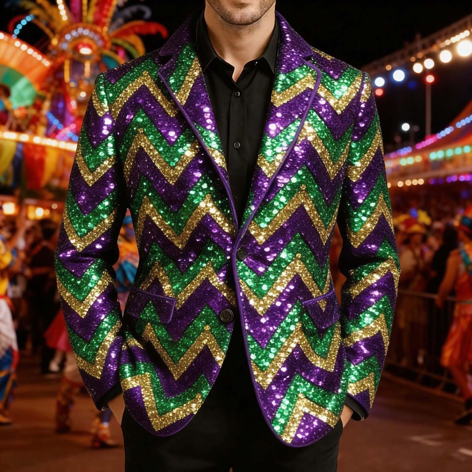 Generisch Elegante giacca casual da uomo alla moda con motivo Carnevale per uomini attenti allo stile, design casual