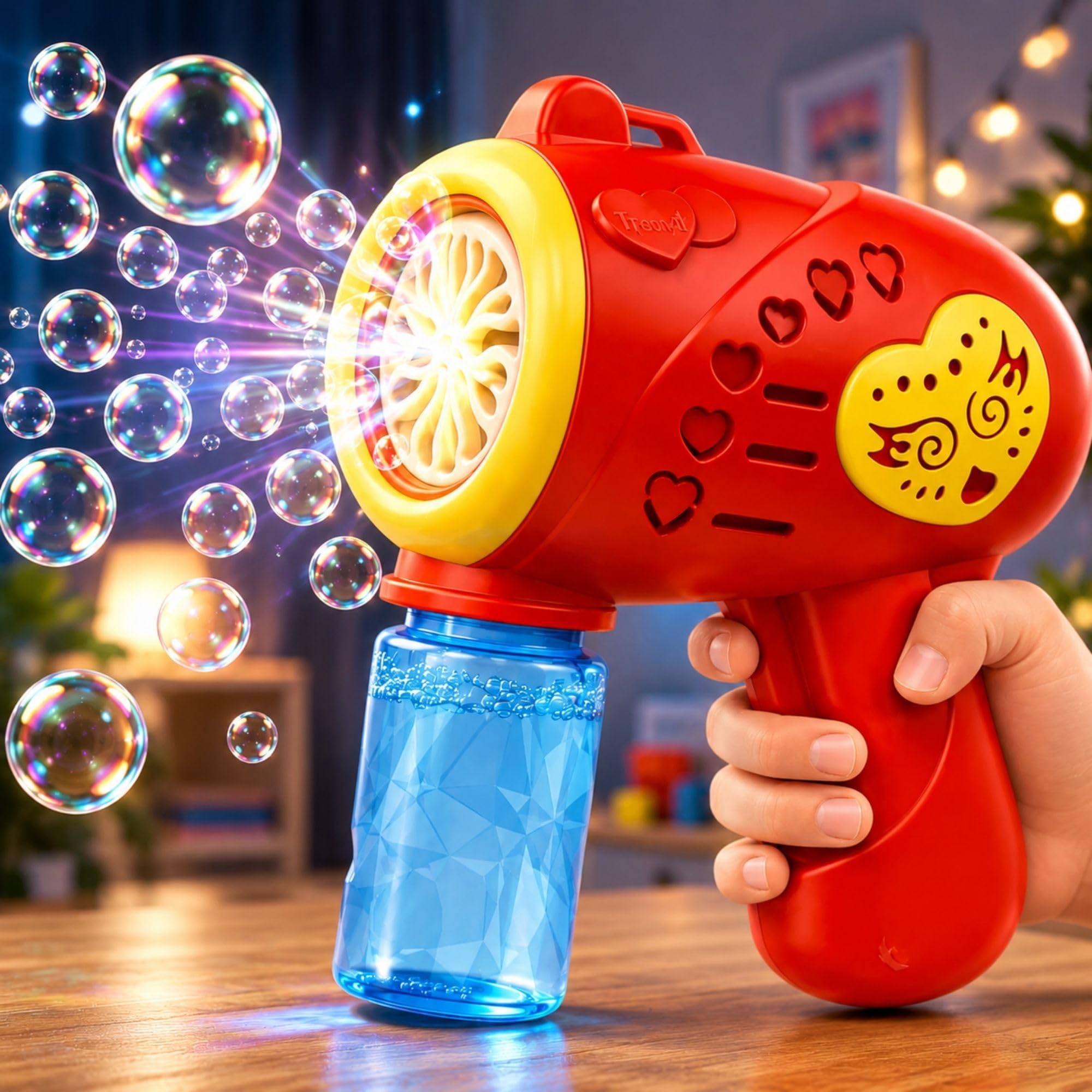GRAPHENE Electric Bubble Blaster Gun Toy for Kids with 1+1 Extra Bubble Solution Rechargeable Compact Bubble Blower Machine One Touch Operation Indoor Outdoor Party Birthday Gift 3+ Boys Girls