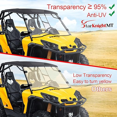 Miniatura 3 de Parabrisas UTV Commander StarknightMT Anti-UV Full Compatible con Can Am Commander 8001000 2011-2020 (se adapta al techo)