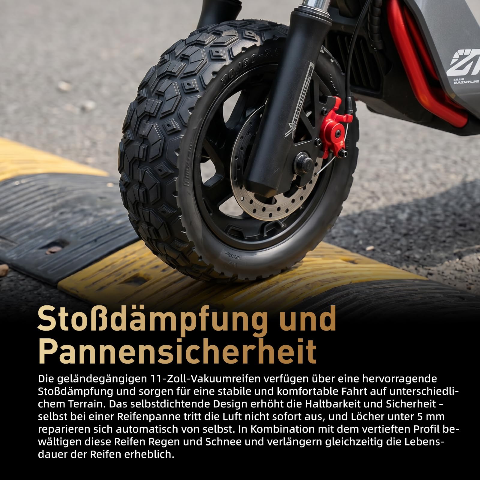 70/60-7,5 Selbstreparierender Schlauchlose Reifen für Ninebot ZT3 Pro / G3 Elektroroller Ersatzreifen 11 Zoll Cross Season Tire mit Kleber, mit Ventil (Selbstreparierend mit Ventil * 2)