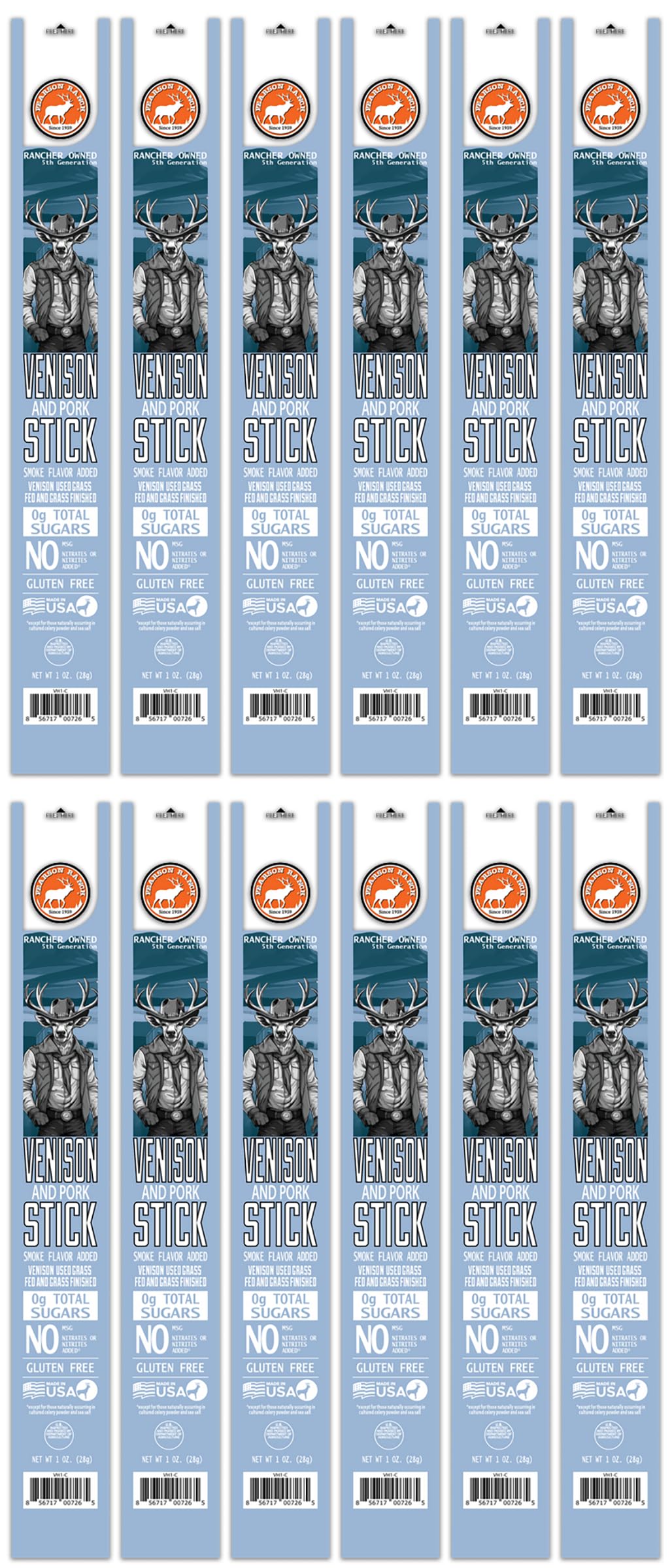 PEARSON RANCH Venison Meat Sticks 1 Ounce Venison Jerky Sticks Pack of 12 - Exotic Meat, Low-Carb, Gluten-Free, MSG-Free, High Protein, Paleo and Keto Friendly, Game Meat Sticks