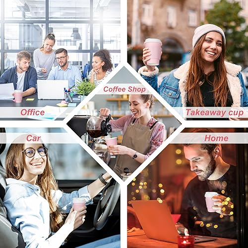 Miniatura 7 de Patelai 100 tazas de café desechables de 12 onzas con tapas y fundas a granel, taza de papel de chocolate caliente aislada para bebidas calientes y