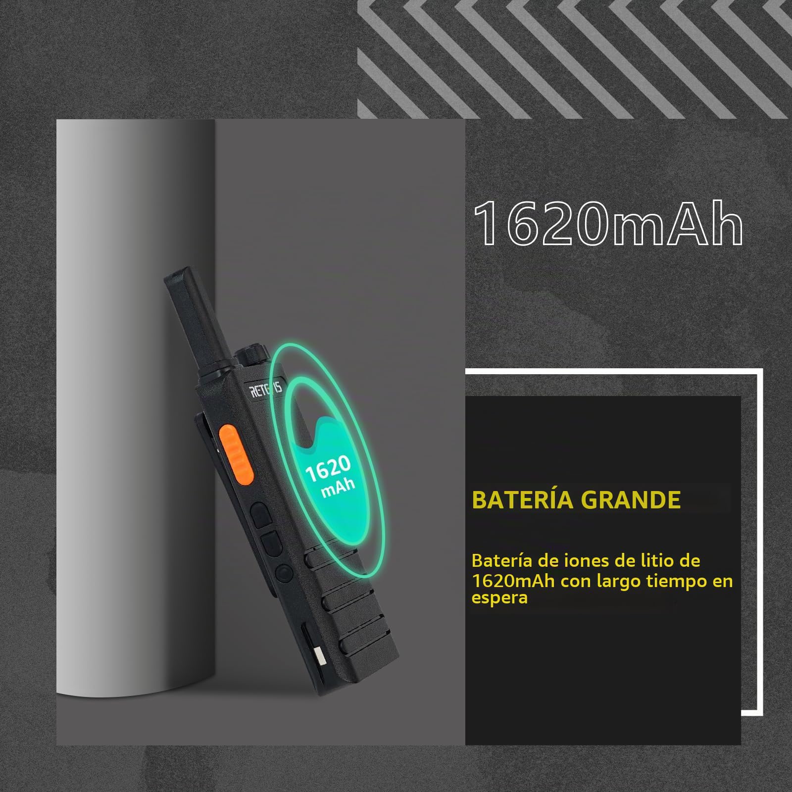 Retevis RT622P Walkie Talkie, Ultrafino Walkie Talkie Profesional 15mm, PMR446, USB-C, VOX, 1620 mAh, Recargable Walkie Talkies con Auriculares para Restaurante, Minorista, Escuela (4 Piezas, Negro)