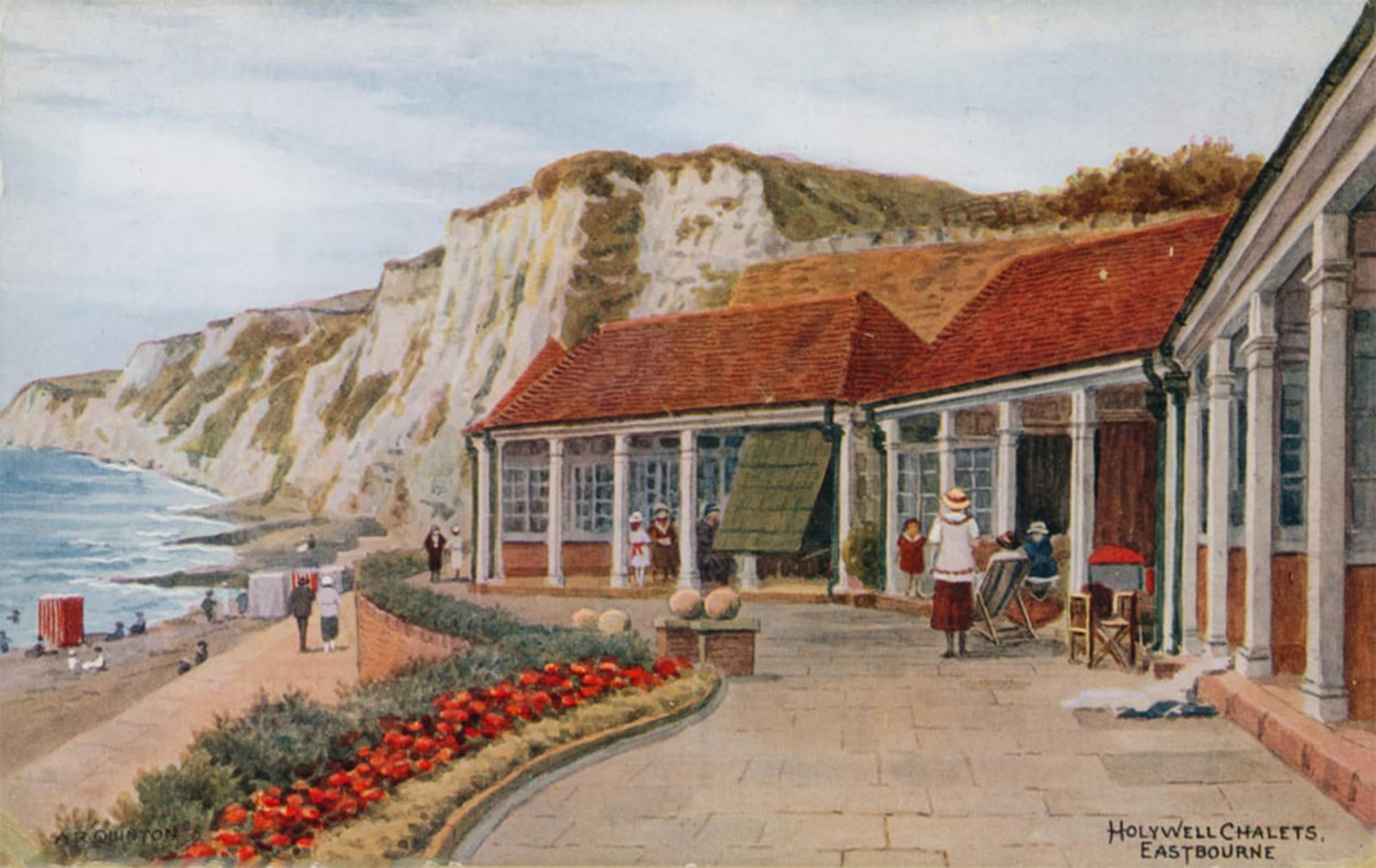 POSTERIIk Vintage Classic Picture Landscape Artwork Holywell Chalets Eastbourne by Alfred Robert Quinton Portrait Canvas Painting for Office Home Decor 60x90cm