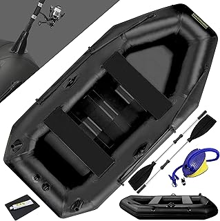 Waterside Schlauchboot Hunter SP 235 – 230cm Angelschlauchboot – 210kg Tragkraft – Inkl. 2 Alupaddel, Luftpumpe & 2 Sitzbänken – Robustes 0,7mm PVC – Kompaktboot für Karpfen- & Raubfischangler