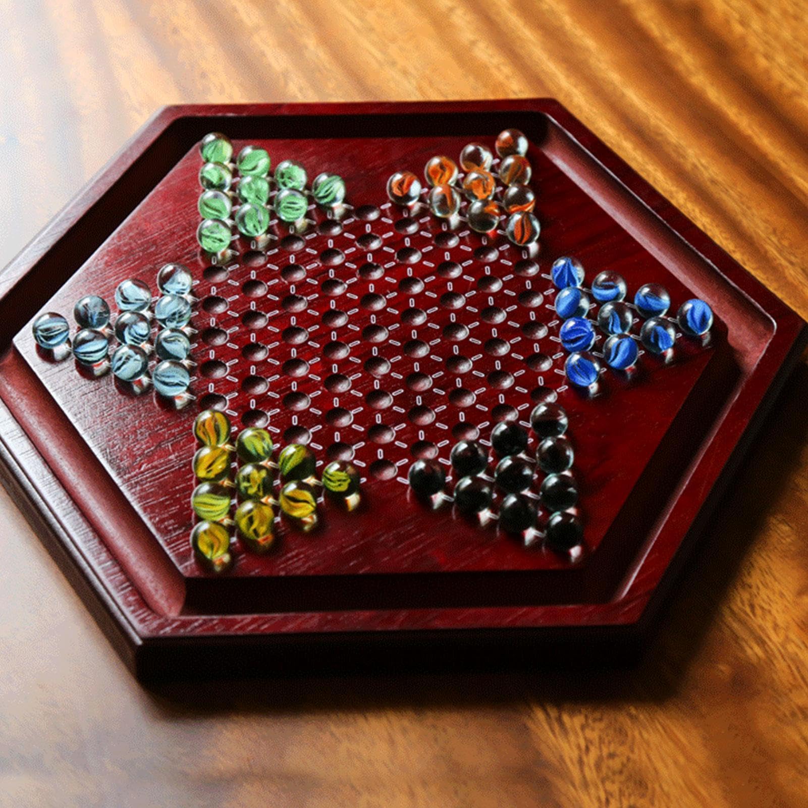 Set Di Giochi Da Tavolo Per Dama Cinese - Classica In Leegno, Giochi Da | Tavoloo In Legno Con Cassetto Portaoggetti E Vetro | Intrattenimento Da Tavolo, Dama In Legno Tradizionale, Set Di Mar