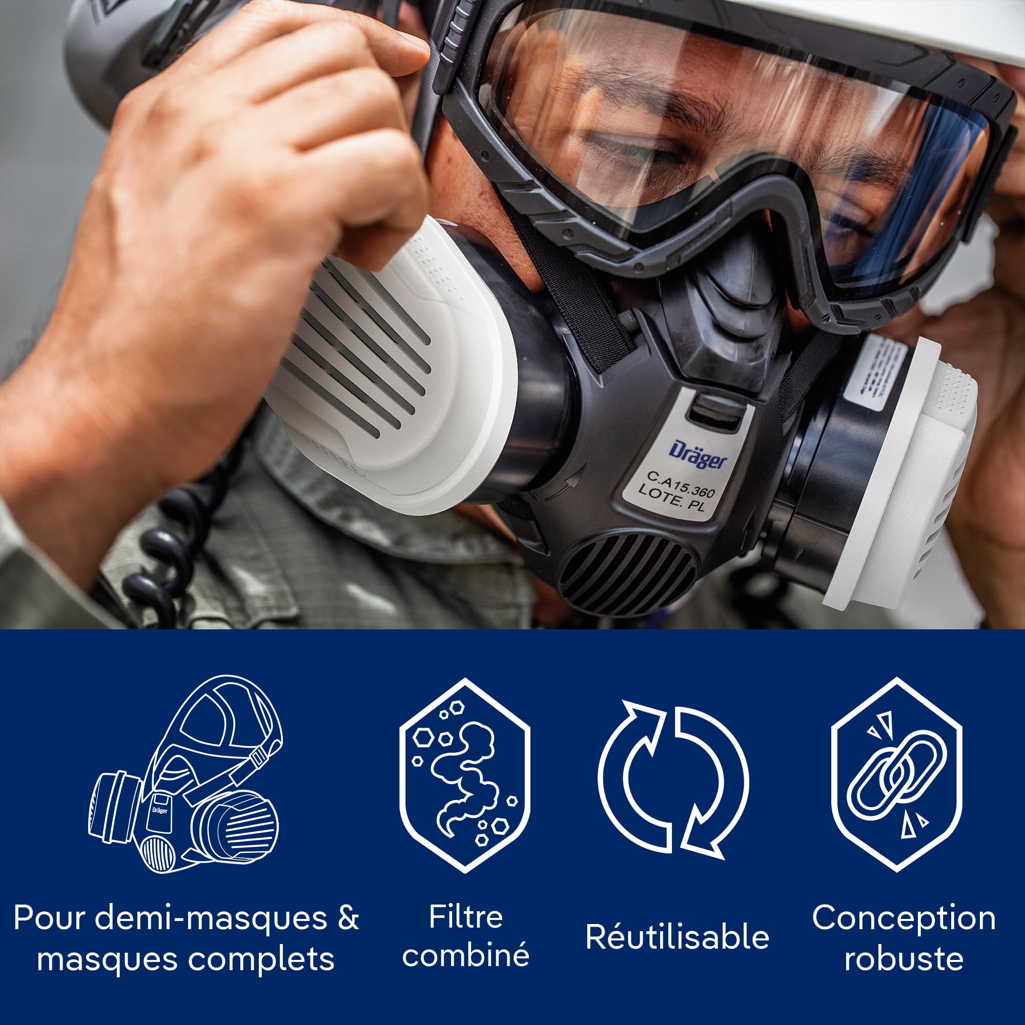 Dräger X-plore filtres A2 P3 | 14 filtres à baïonnette Compatible avec Les Masques Dräger X-plore 3300/3500/5500 | Recharge pour Masque de Protection