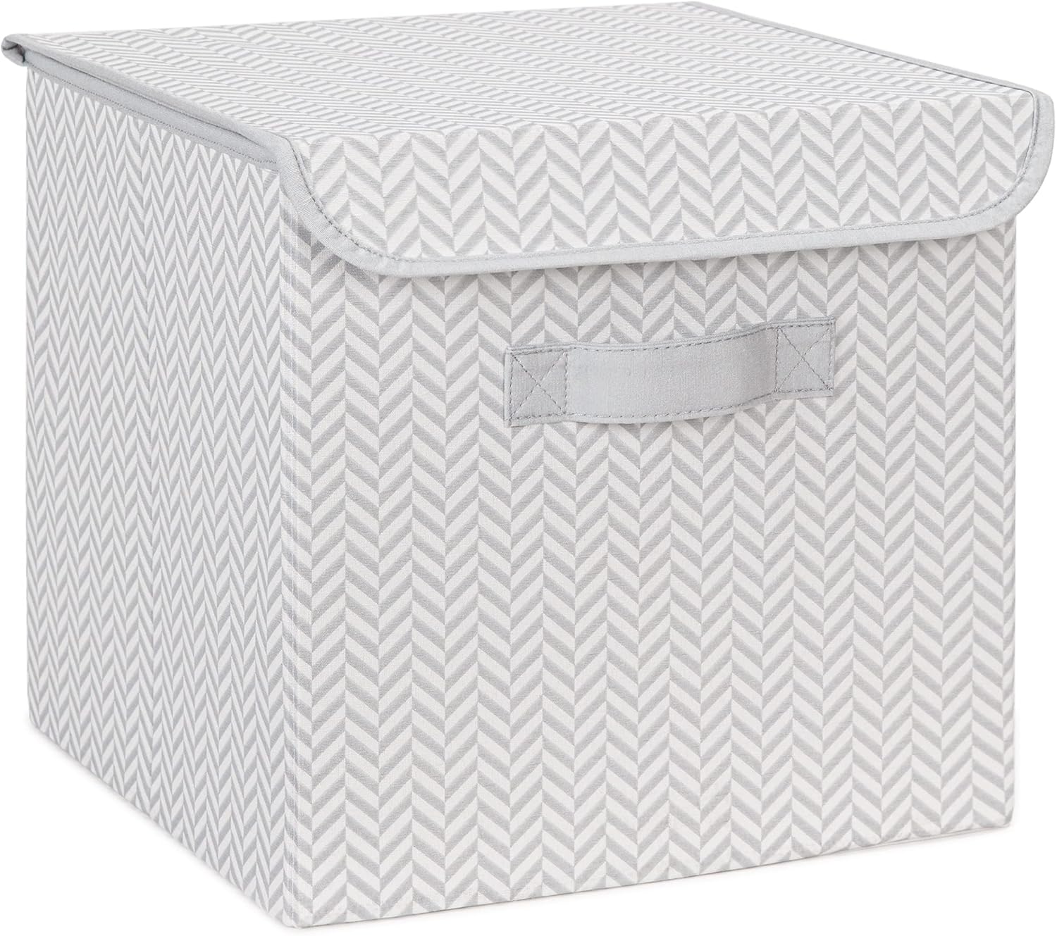 Ocean Home Textile Grey Patterned Storage Box with Lid, Foldable