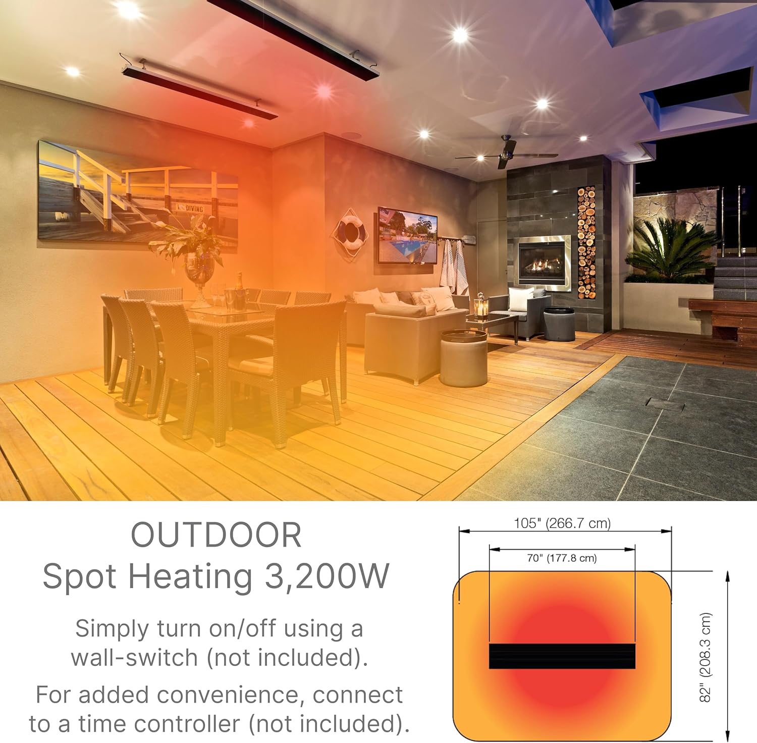 Outdoor spot heating diagram for 3200W heater