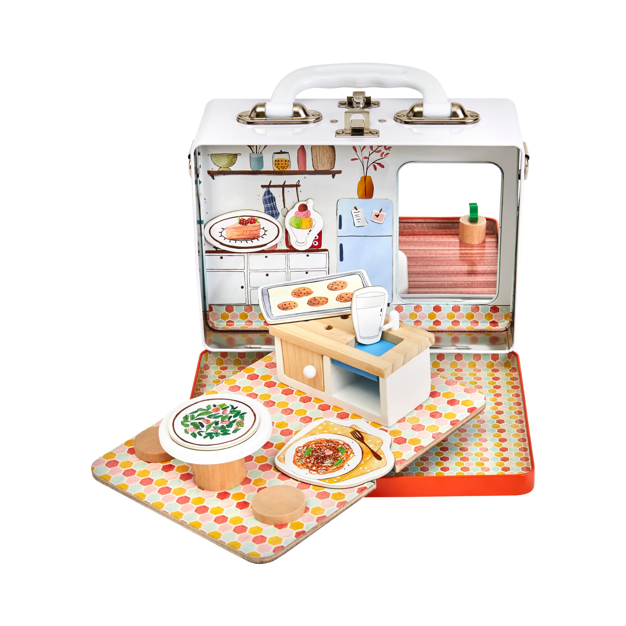 Play Maysie Portable Miniature Dollhouse - Creative Play for Home or Travel Toy - As Seen on Shark Tank - Doll Floors Wooden Furniture Accessories - Screen Free Activities for Kids - Home CASE
