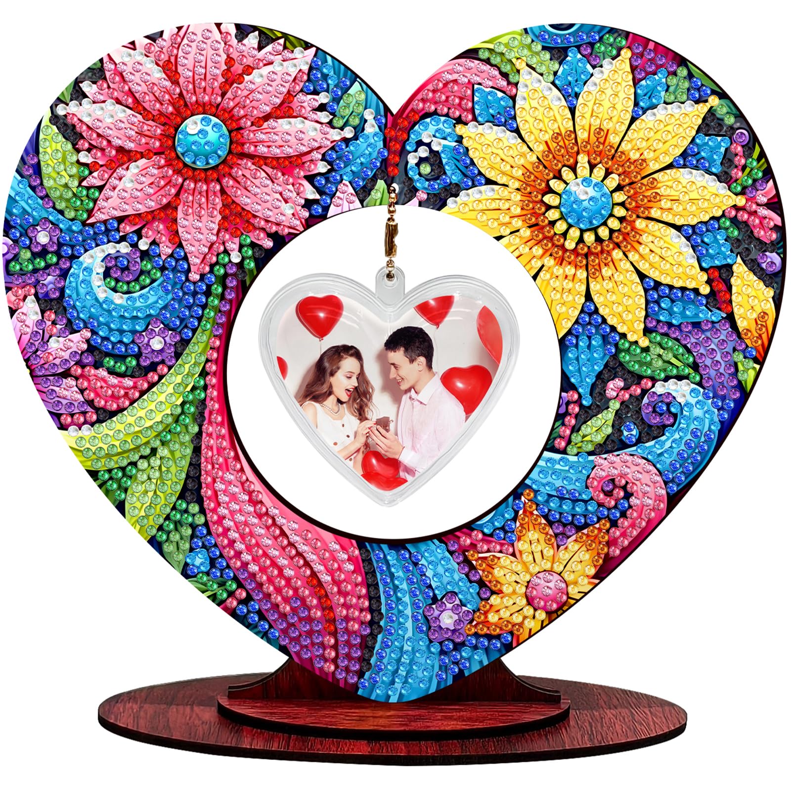5D Diamond Art Kits for Adults, DIY Tabletop Ornament with Special Shaped Rhinestone, Diamond Dot Desktop Decor, Stand Up Gem Painting Fun Craft Gift for Beginners(Flowers)