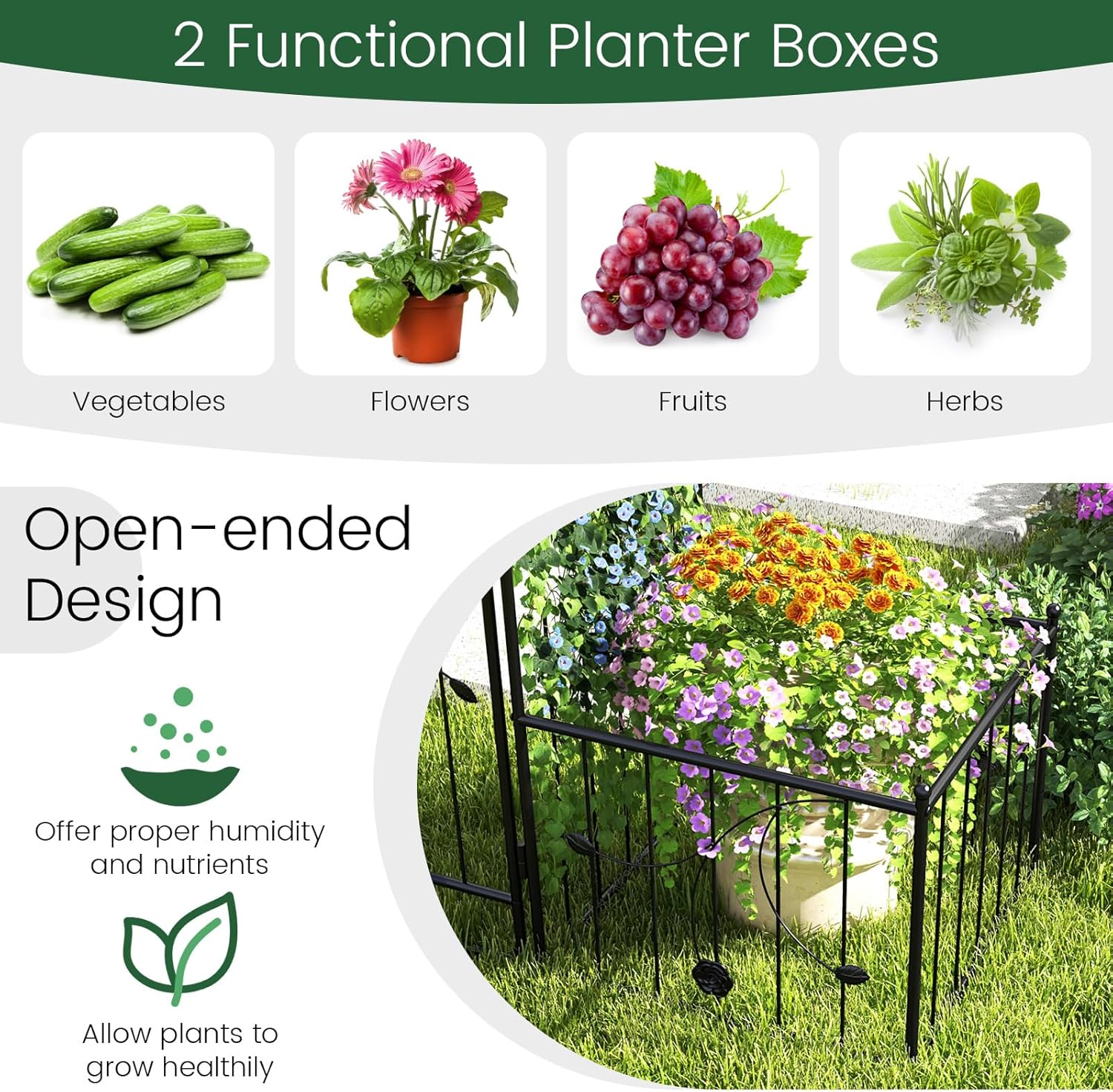 Moccha Garden Arch with Gate and Planter Boxes - 87" Metal Arbor Trellis for Climbing Plants Rose Vine, Heavy-Duty Archway Pergola, Garden Arbor for Wedding Ceremony Decoration Lawn Patio Bridal Party