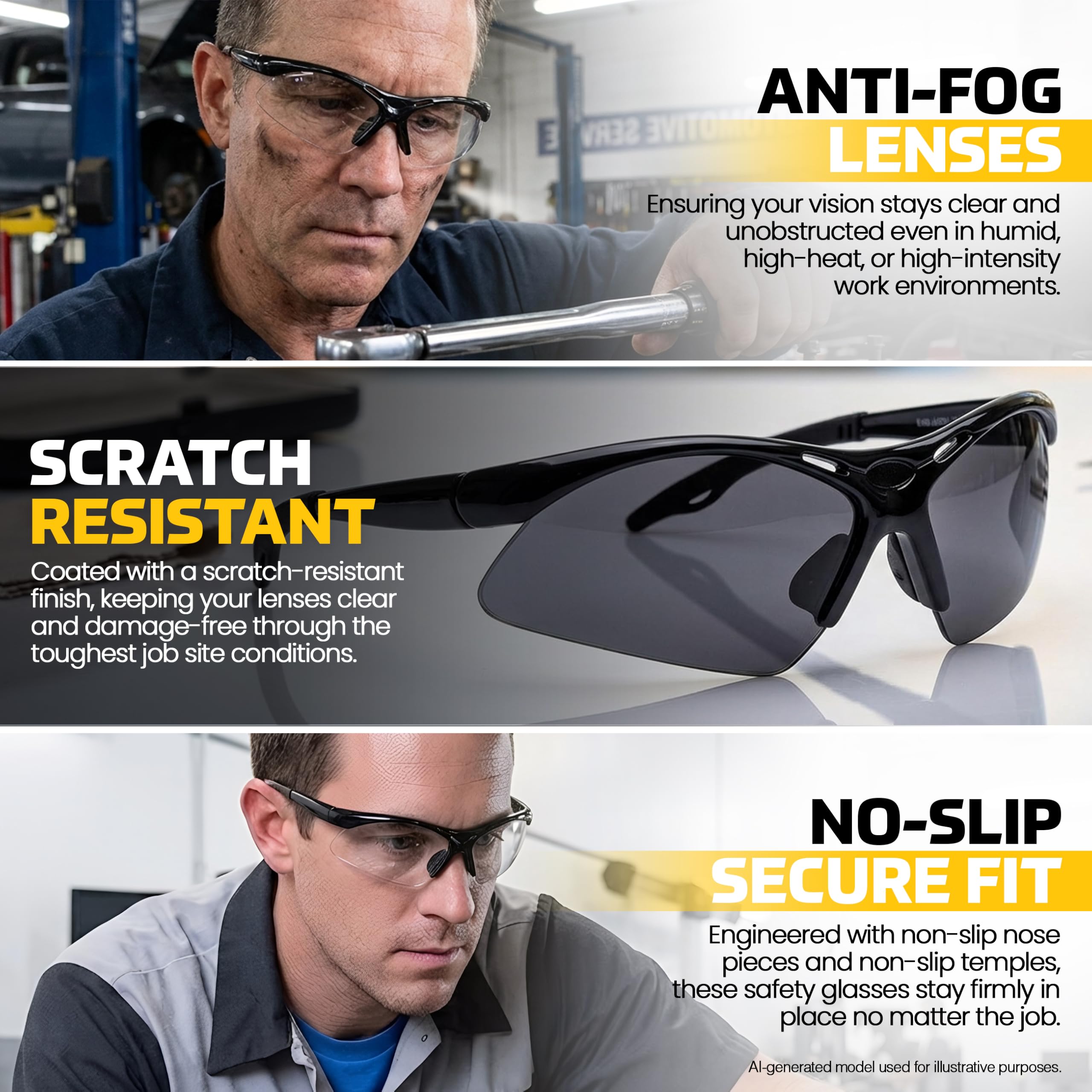 SAS Sécurité 540–0201 Diamondback Lunettes de sécurité Cadre noir, objectif ombré