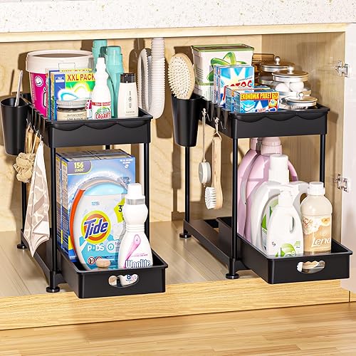 Miniatura 1 de NUTSAAKK Paquete de 2 organizadores y almacenamiento para debajo del fregadero, organizador de baño mejorado debajo del fregadero, organizador de