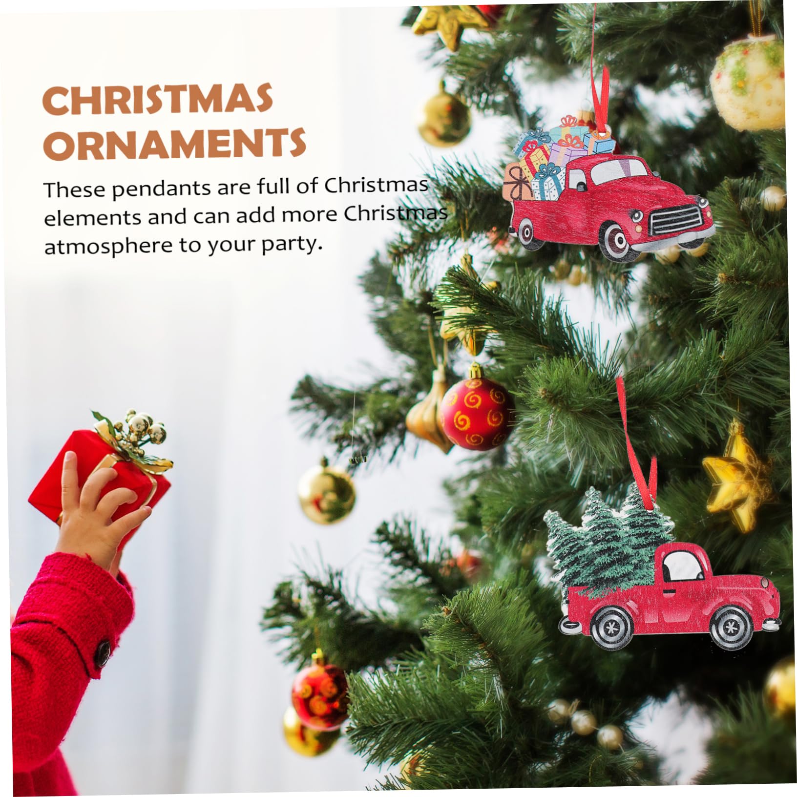 Ciieeo 2 Juegos De Colgantes Navideños De Madera Seguros Adornos Decorativos para Árbol De Navidad Adornos De Madera para Coche para Festivales (6 Unidades)