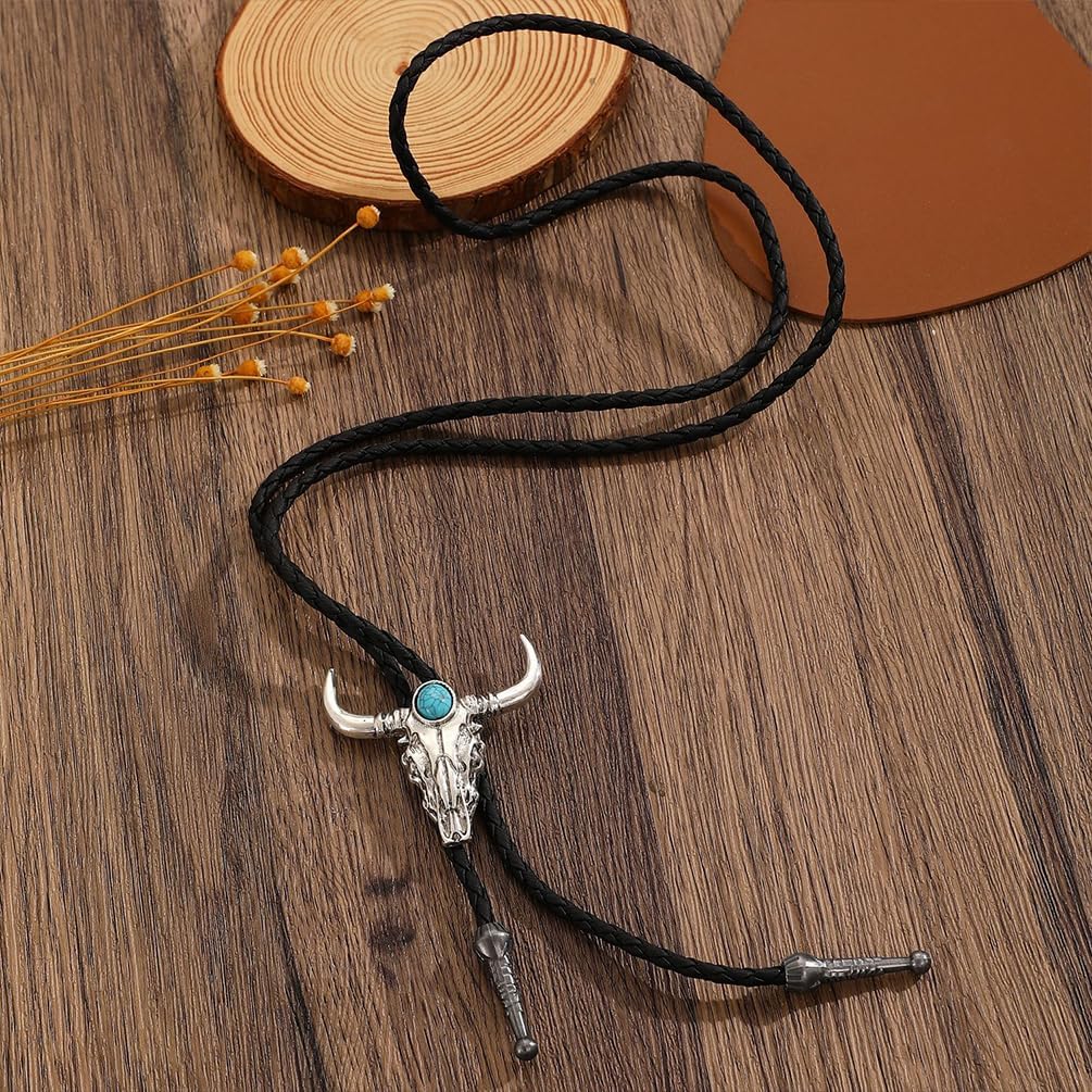 Retro Black Leather Cow-Head Pendant Necklace for Women, Vintage Western Country Cowboy Cowgirl Choker Necklace Boho Trendy Party Holiday Jewelry Gift - Image 6