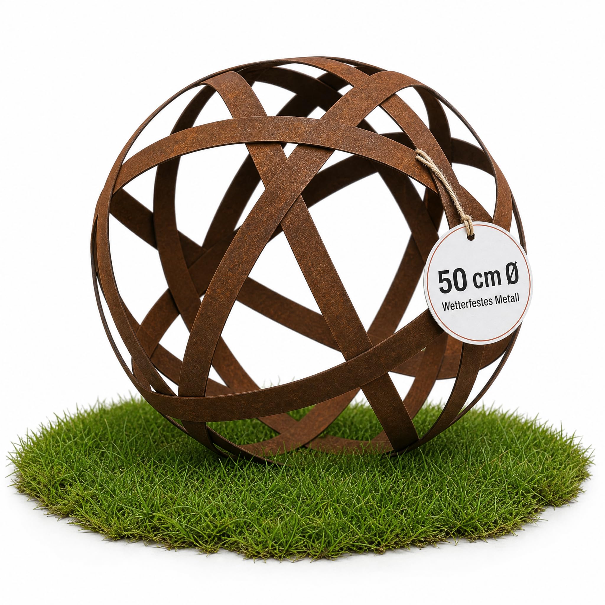 Rostdeko Boule (L) en métal, décoration de jardin boule rouille noble 50 x 50 x 50 cm pour un aménagement créatif en extérieur, résistante aux intempéries et robuste