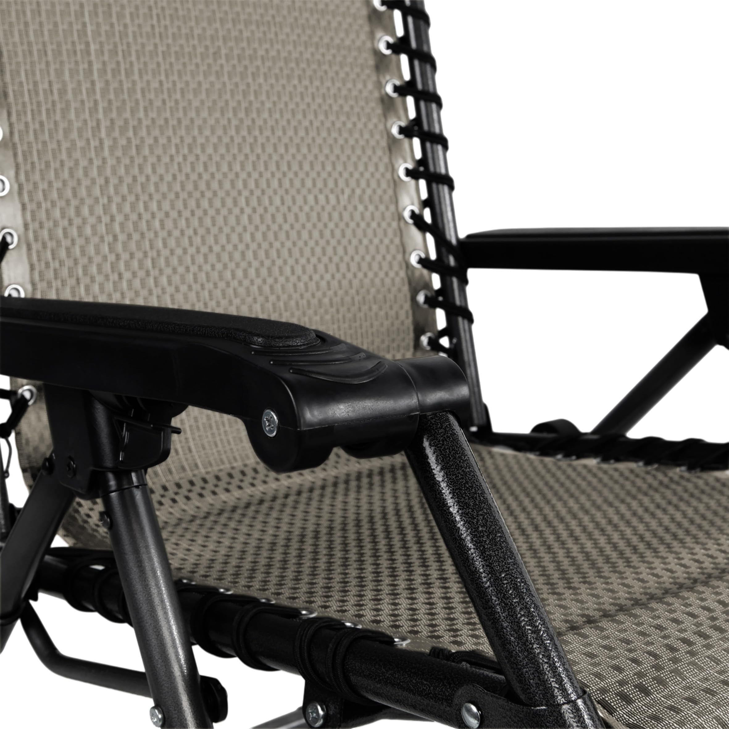 Spetebo Relaxsessel mit Kopfkissen aus Textil Gewebe 2er Set 178 x 51 cm - grau-braun - Gartenstuhl mit Verstellbarer Rückenlehne und Fußteil - Sonnenliege Hochlehner Gartenliege Liegestuhl klappbar