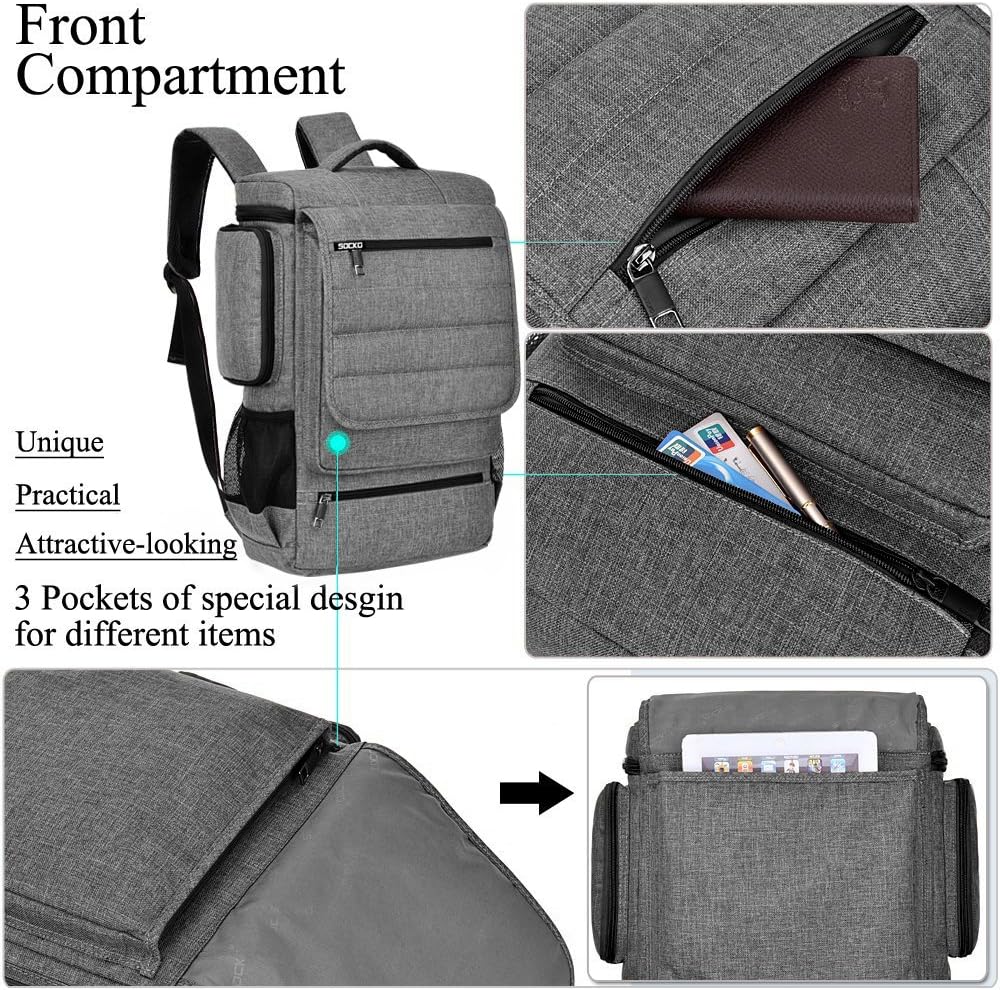 Laptop Backpack 17.3 Inch,BRINCH Water Resistant Travel Backpack for Men Women Luggage Rucksack Hiking Knapsack College Shoulder Backpack Fits 17-17.3 Inch Laptop Notebook Computer,Grey-Black