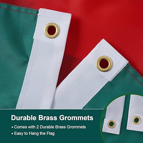 Miniatura 4 de SYII Bandera mexicana de 4 x 6 pies para exteriores, bordadas con 2 ojales de latón y rayas cosidas, poliéster 210D resistente