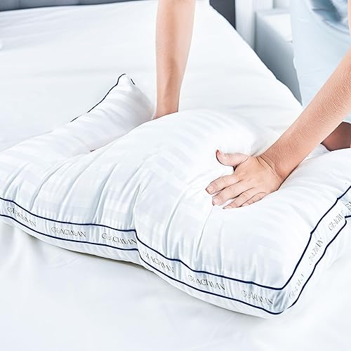 Glaciman Juego de 2 almohadas de cama con refuerzo, tamaño King, almohadas de hotel para dormir de lado y de espalda, suaves y esponjosas para un