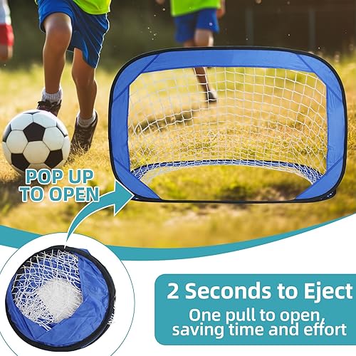 Miniatura 7 de Porterías de fútbol portátiles para patio trasero, red de fútbol plegable emergente, paquete de 2 unidades de 3.6 x 2.4 pies para patio trasero y