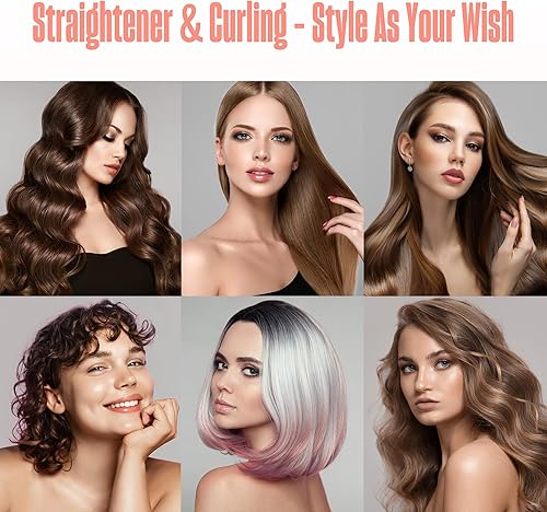 Miniatura 5 de BeKind Bliss - Plancha de pelo pequeña de cerámica portátil para cabello corto, flequillo, rizos, ligero, de doble voltaje, ideal para peinar y