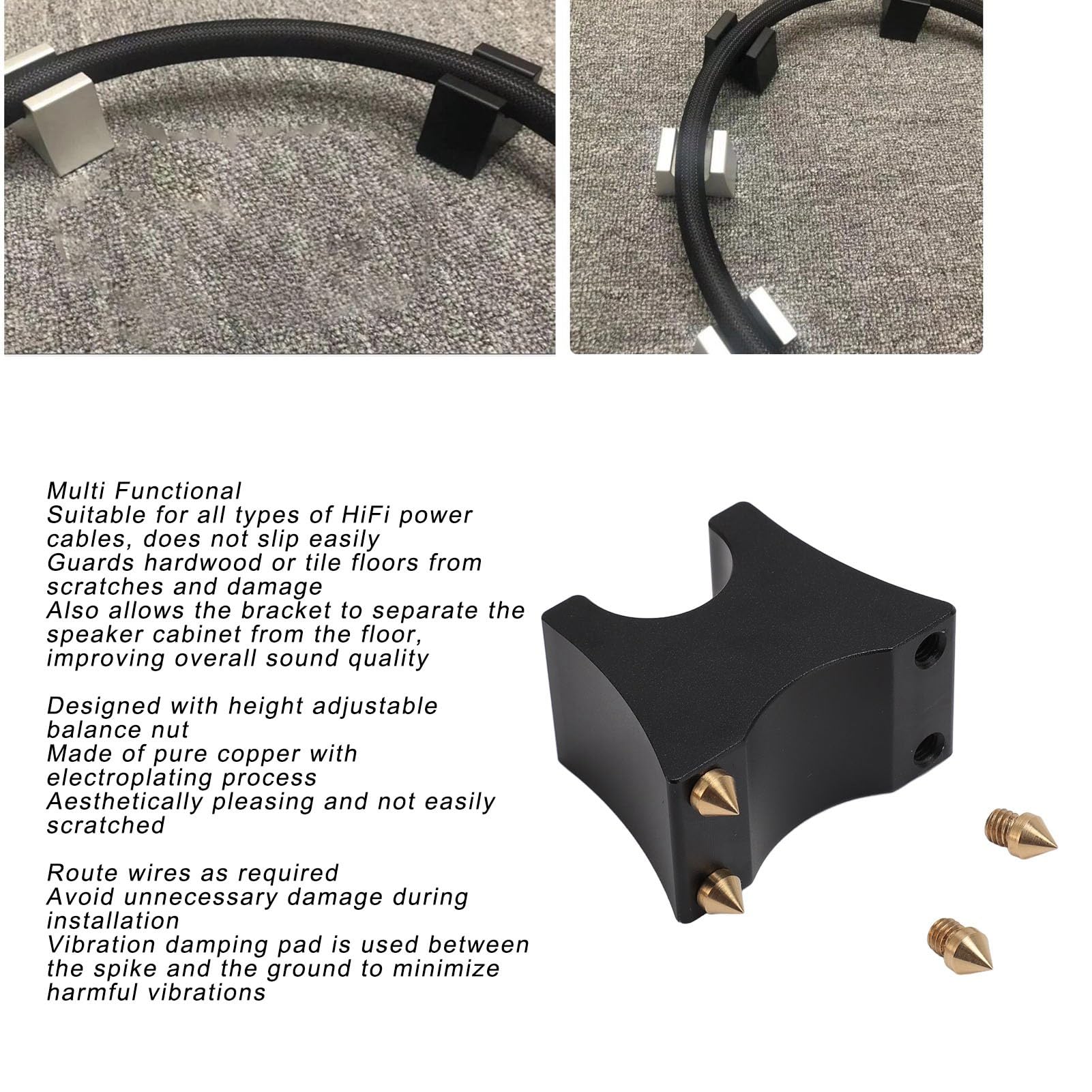 4 Pezzi Supporto Isolante Cavi Altoparlanti HiFi, Piedini Isolanti Altoparlanti HiFi in Alluminio, Cavi Alimentazione Altoparlanti Supporto Antiurto, Supporto Spike Cavo HiFi per