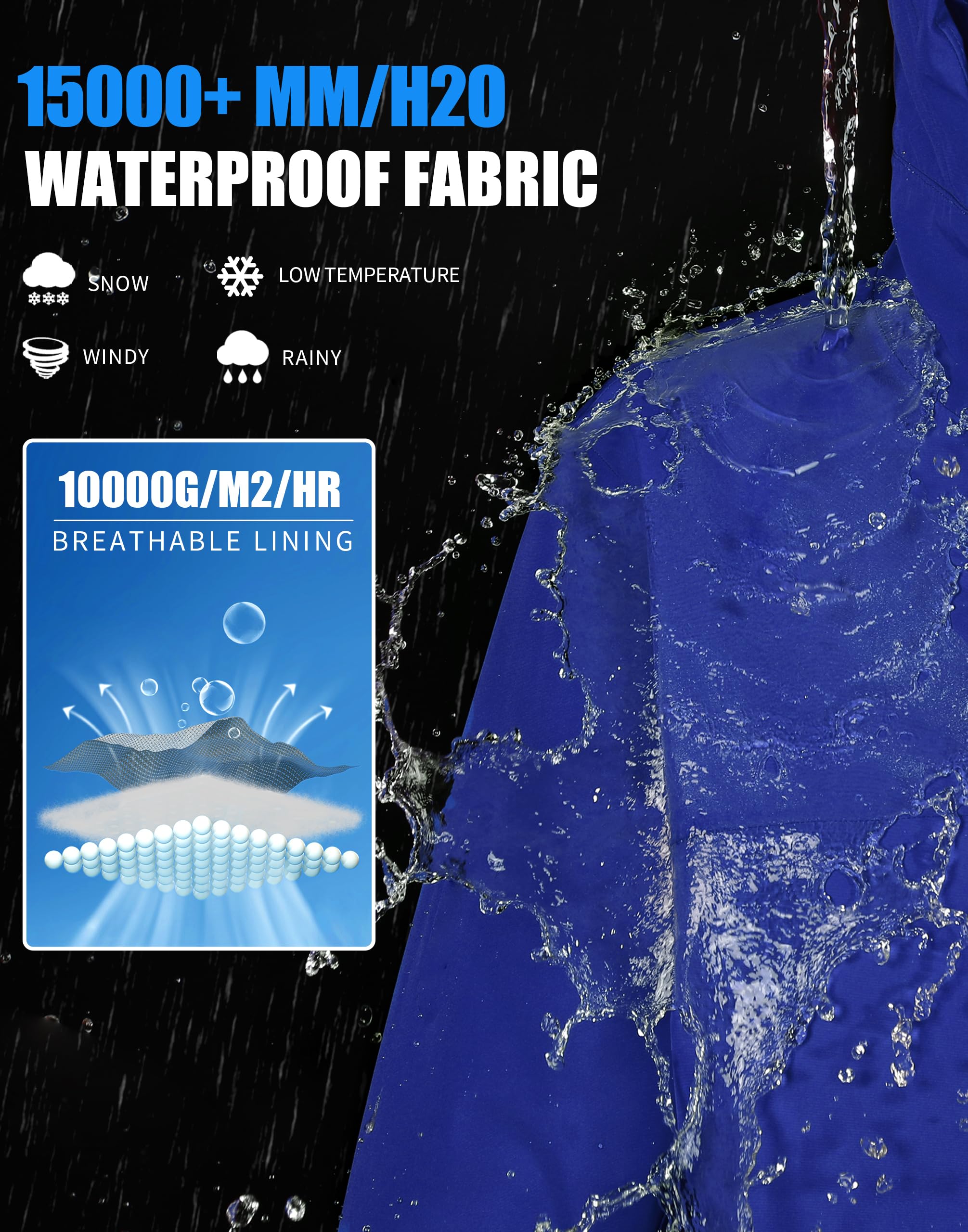 Giacca da sci da uomo, impermeabile, calda, traspirante, da snowboard, con cappuccio