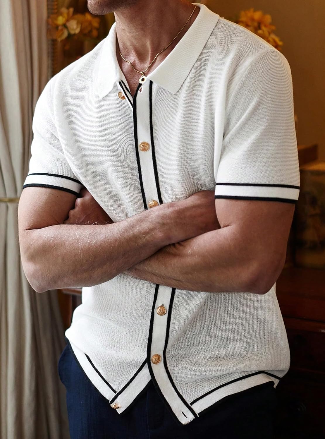 Zaitun Men's Lightweight Button-Down Shirt Summer Casual Shirt Relaxed Fit Wrinkle Resistant Top - Image 3