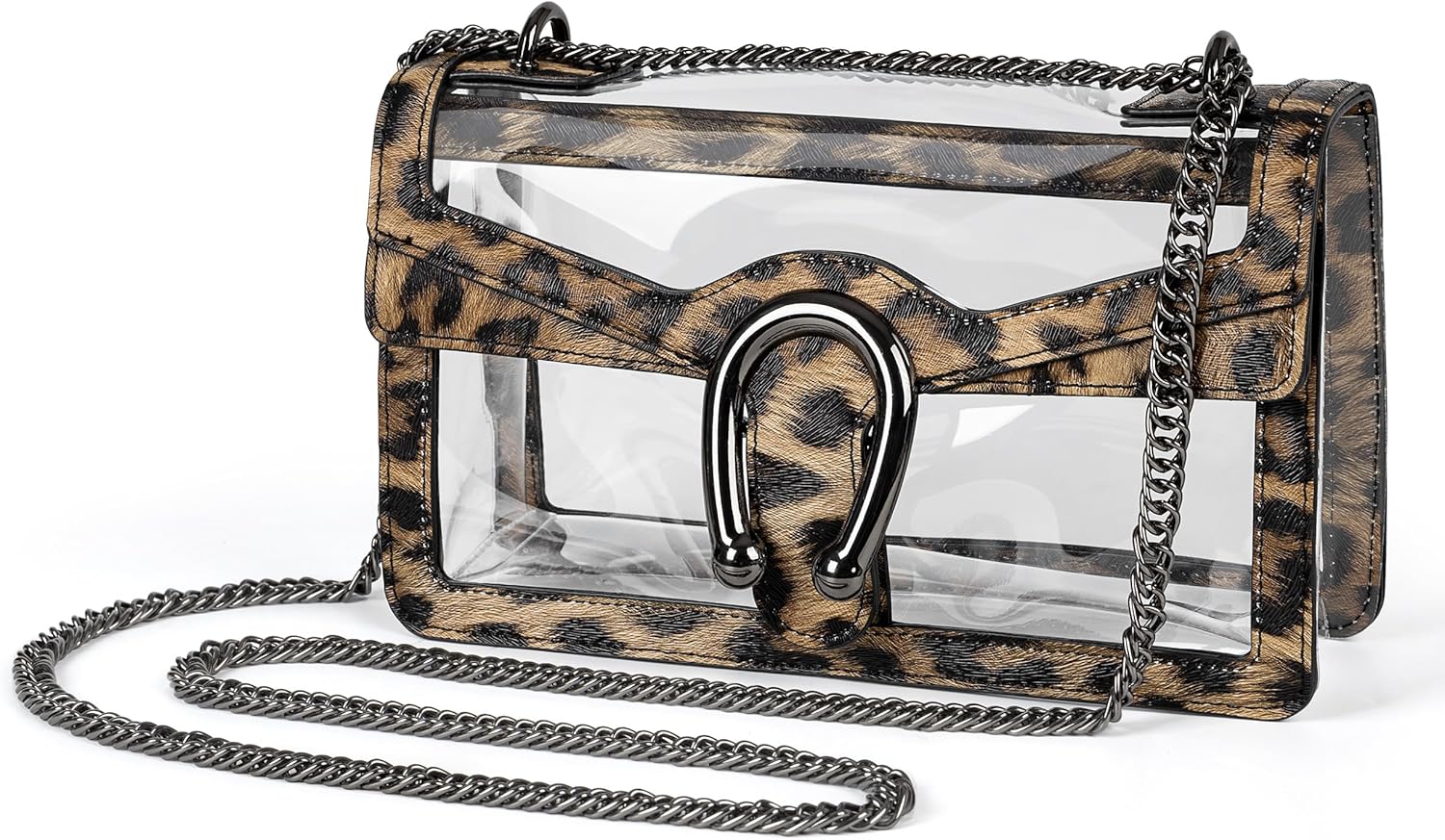 Joryin Women's Stadium Approved Crossbody Bag for Women, Small Clear Bag Shoudler Purse with Chain Strap