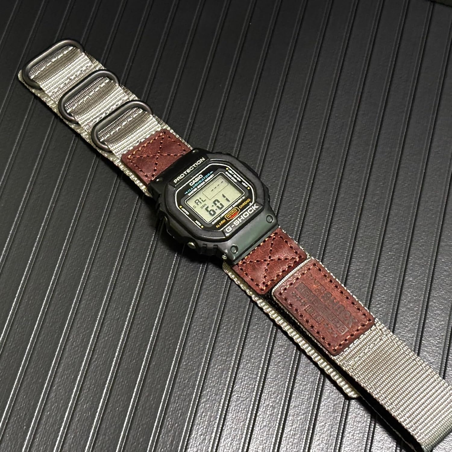 HEMSUT Quick Release 16mm Military Tactical Watch Band for Casio | Shock-Resistant Nylon & Leather Strap | Compatible with GA-100, DW-5600, DW-6900, GW-M5610, GBD-800 Series & More