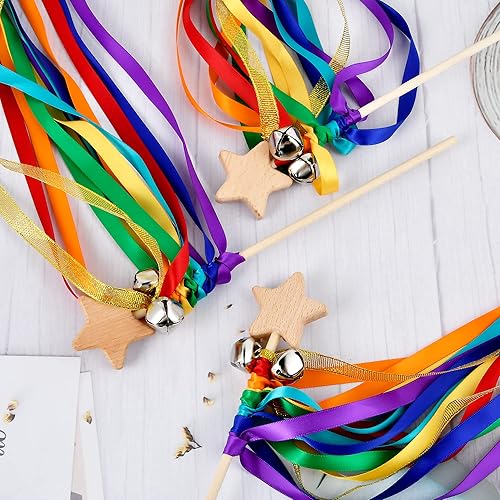 Miniatura 7 de Cometa de cinta de mano de color arcoíris, campanas de cinta, varita de viento, cinta bailarina, serpentina para niños, regalos de baby shower,