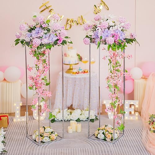 Miniatura 2 de Soporte de pedestal negro para plantas, 2 piezas, soporte de metal para plantas, soporte de flores de 15.75 pulgadas de alto, soporte para flores,