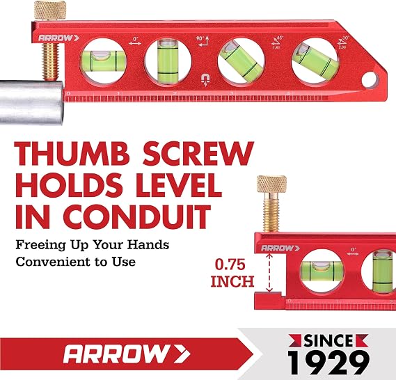 ARROW 6.3-Inch Torpedo Level, Magnetic Leveler | 0/30/45/90 Bubbles, Top-View Windows, Aluminium Alloy Frame, Dual Metric and SAE Scales