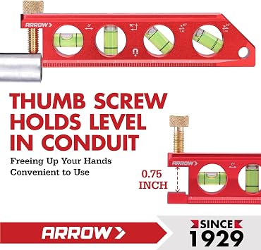 ARROW 6.3-Inch Torpedo Level, Magnetic Leveler | 0/30/45/90 Bubbles, Top-View Windows, Aluminium Alloy Frame, Dual Metric and SAE Scales