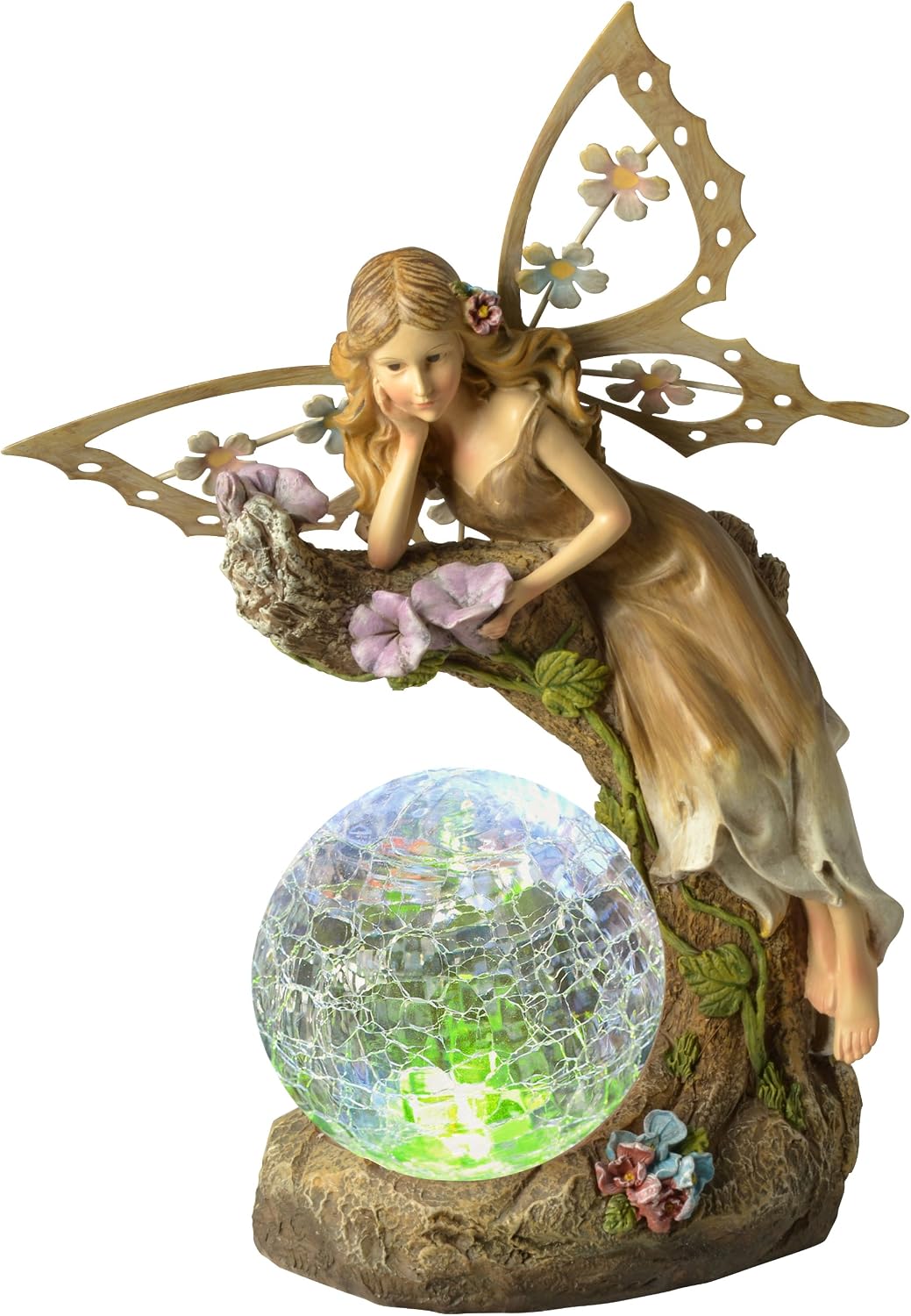 Moonrays 91352 Solar Powered Garden Fairy with Glowing Globe