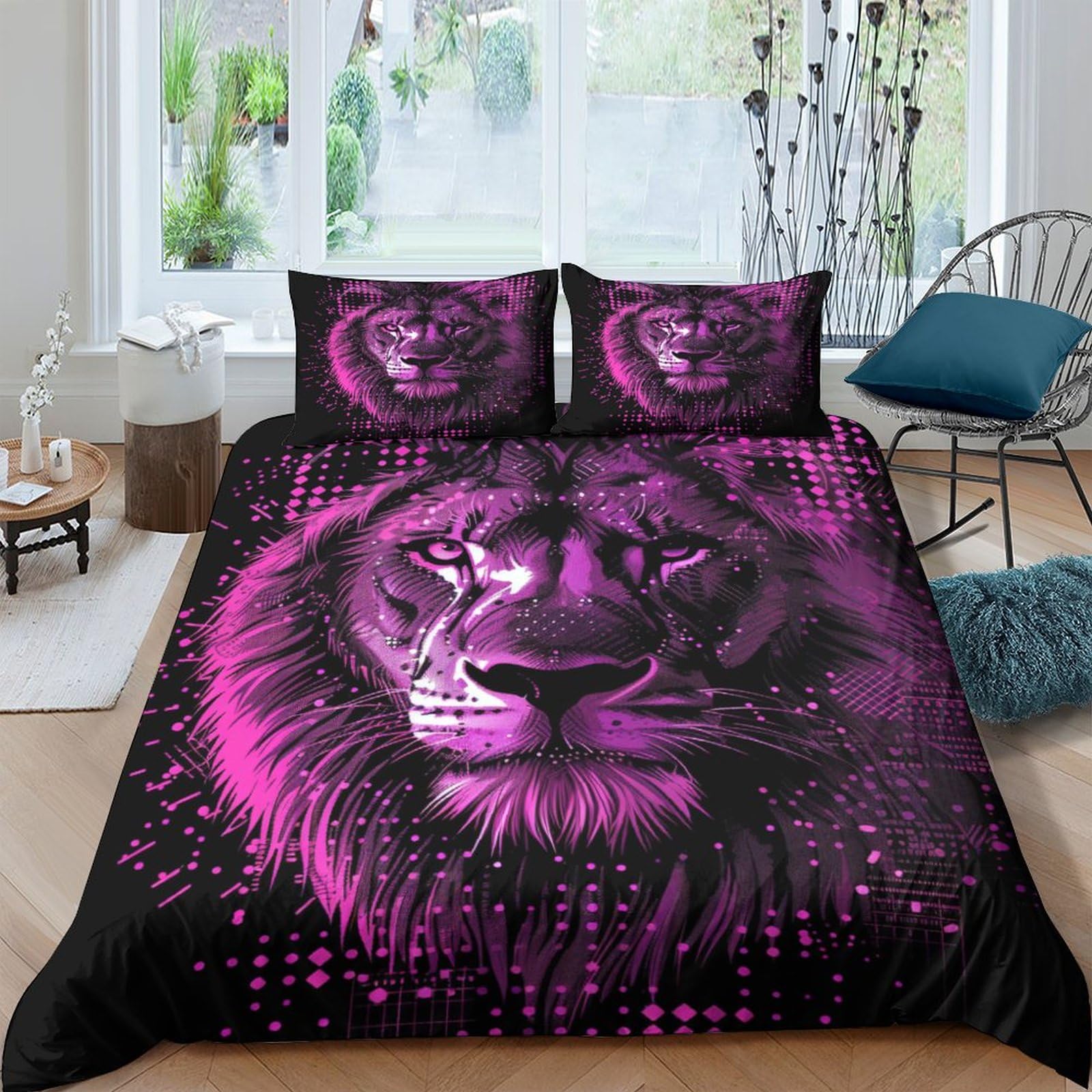 Housse de couette tigre facile d'entretien pour lit king size ado et enfant
