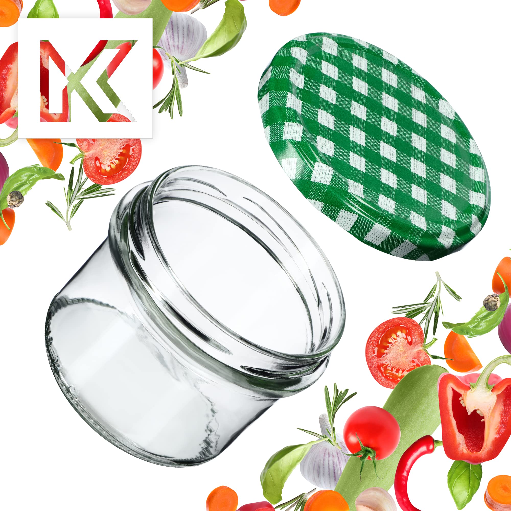 10 Tarros De Vidrio KADAX 235 Ml Con Tapa | Para Mermelada, Miel, Condimentos | Herméticos Y Aptos Para Lavavajillas | Diseño Azul Cuadros