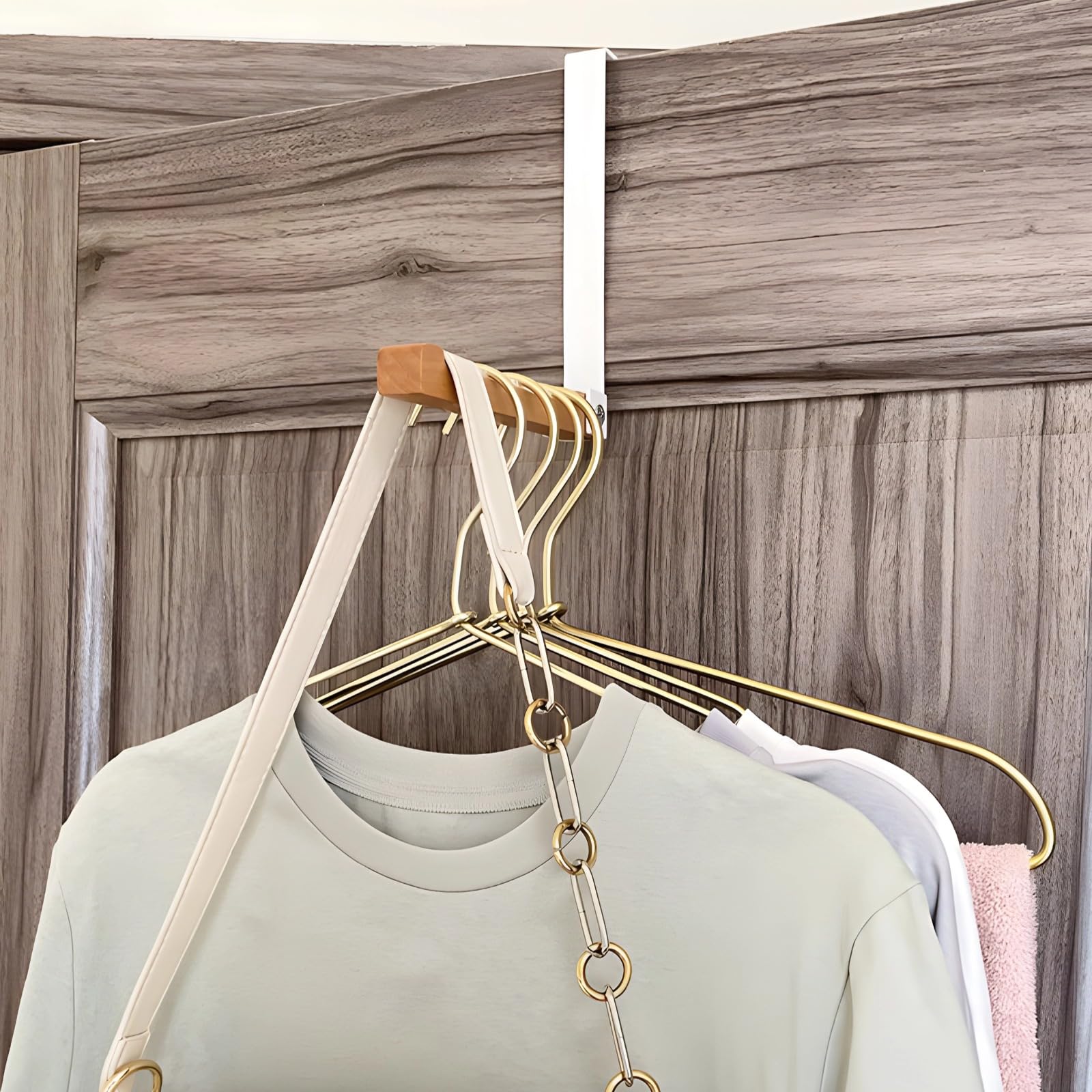 Epicover 2 Pcs Over Door Clothes Hangers, Foldable Over The Door Drying Racks for Dorm, Space-Saving Hook Hangers with Anti-Slip Pads for Bedroom, Bathroom